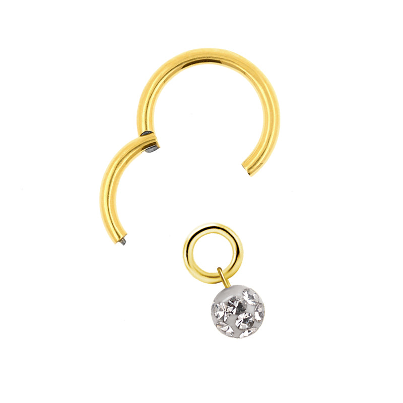 Surgical Steel Click Ring Charm - Multi Jewelled Ball Gold