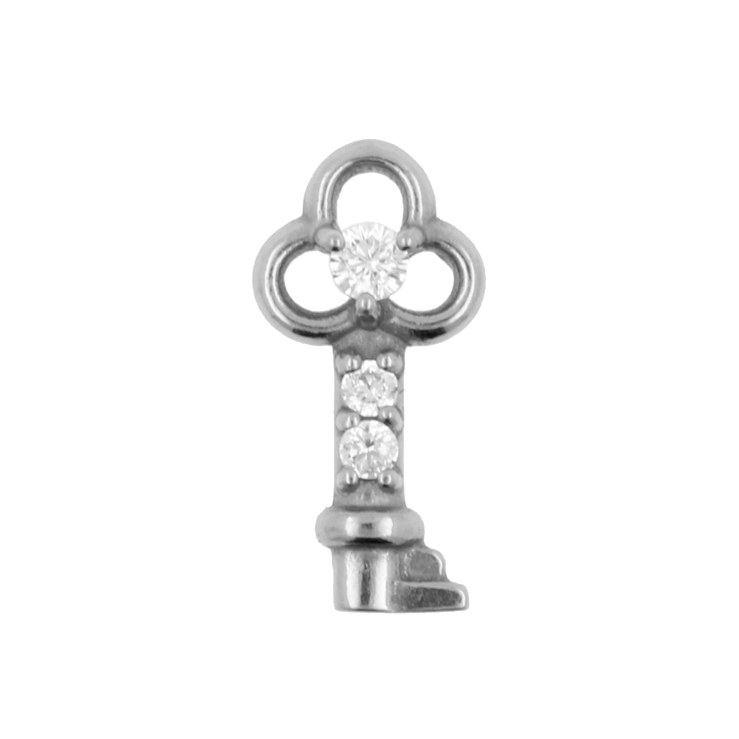 Surgical Steel Click Ring Charm - Key Silver