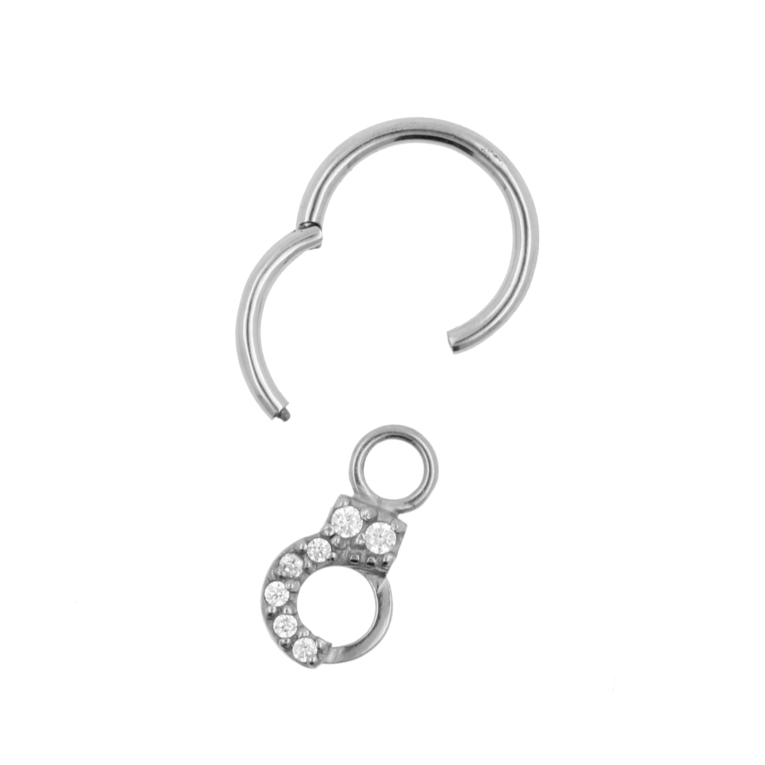 Surgical Steel Click Ring Charm - Cuff Silver