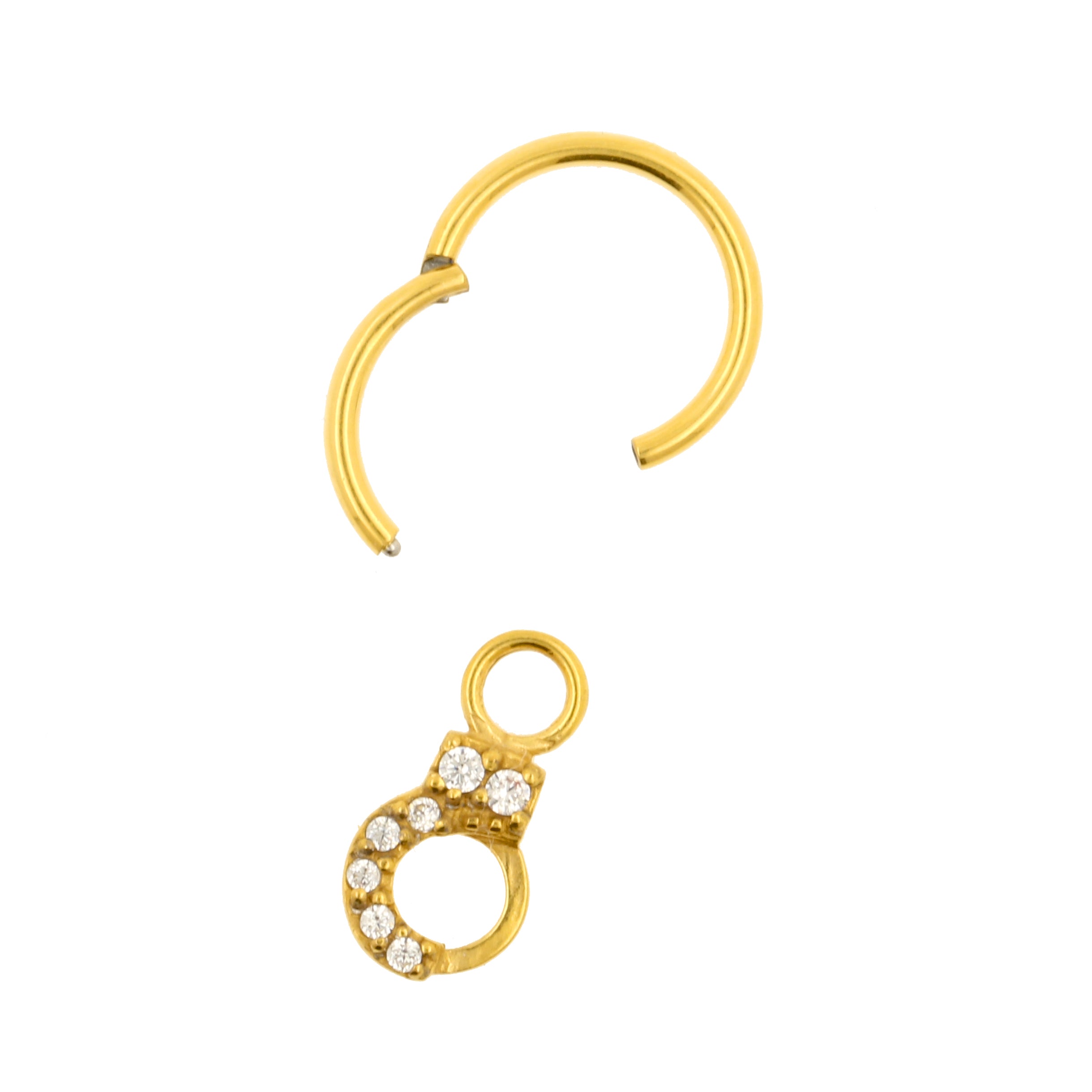 Surgical Steel Click Ring Charm - Cuff Gold