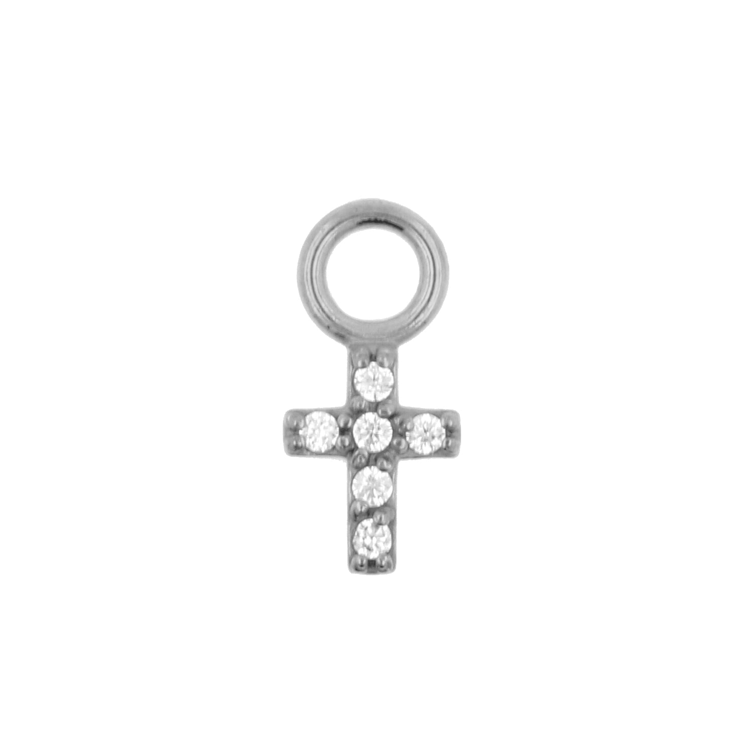 Surgical Steel Click Ring Charm - Cross Silver