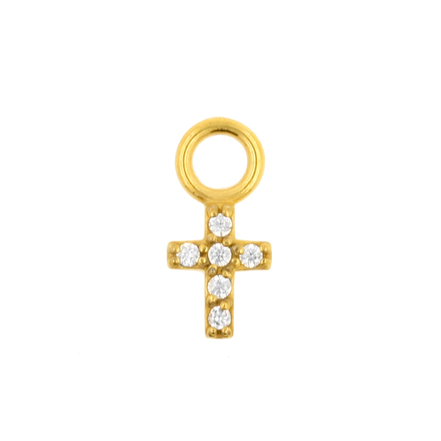 Surgical Steel Click Ring Charm - Cross Gold