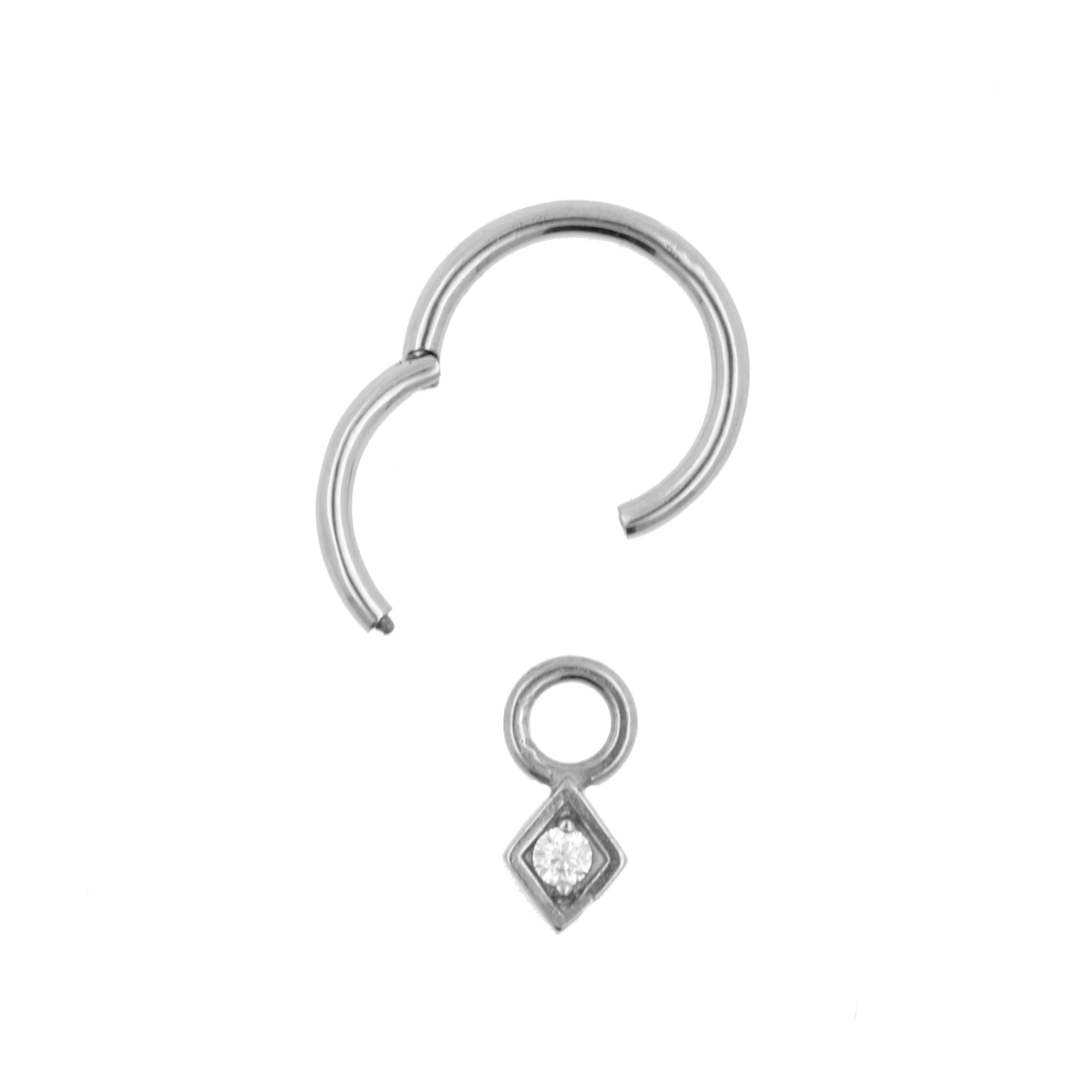 Surgical Steel Click Ring Charm - Diamond Silver