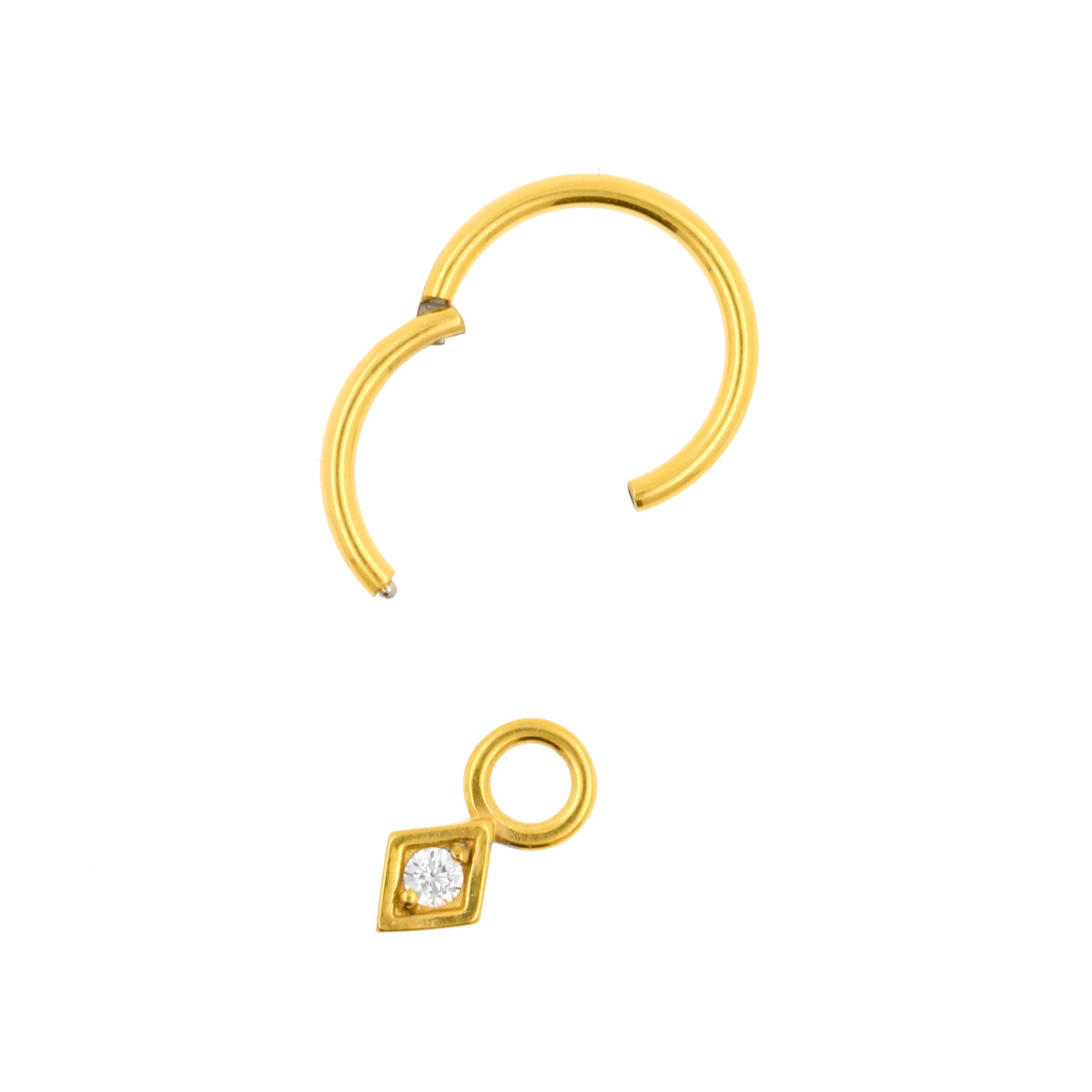 Surgical Steel Click Ring Charm - Diamond Gold