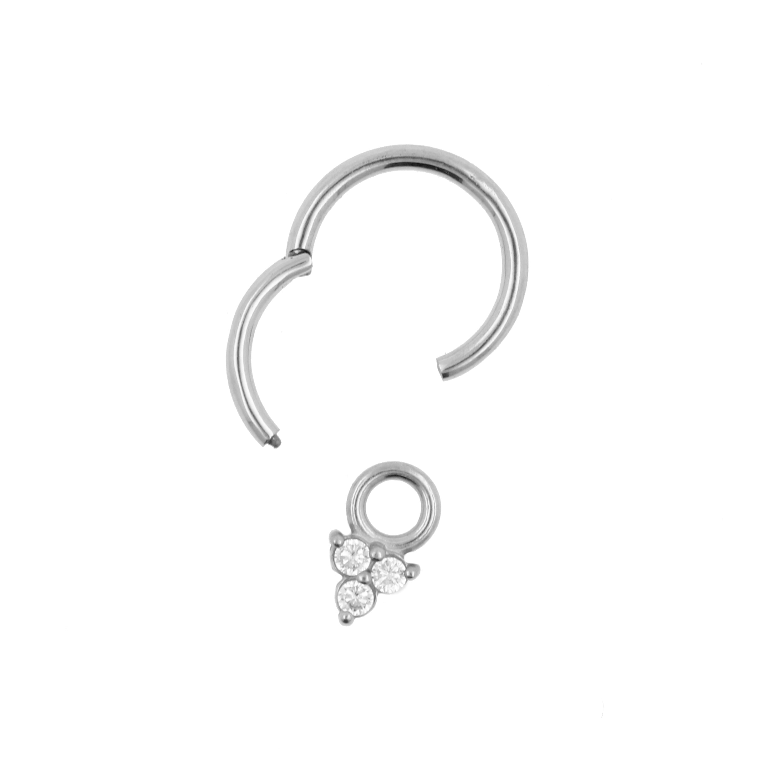 Surgical Steel Click Ring Charm - Trinity Silver