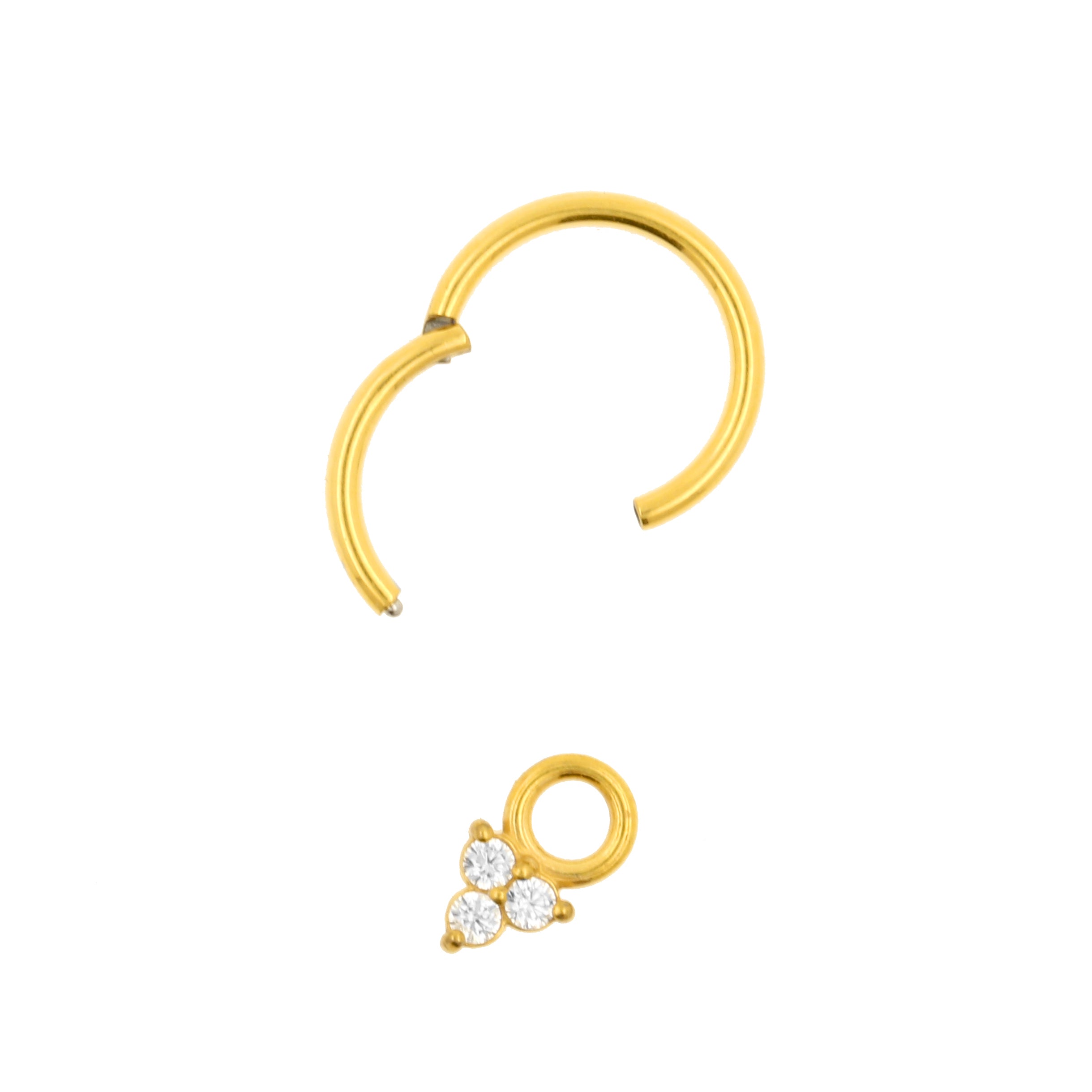 Surgical Steel Click Ring Charm - Trinity Gold