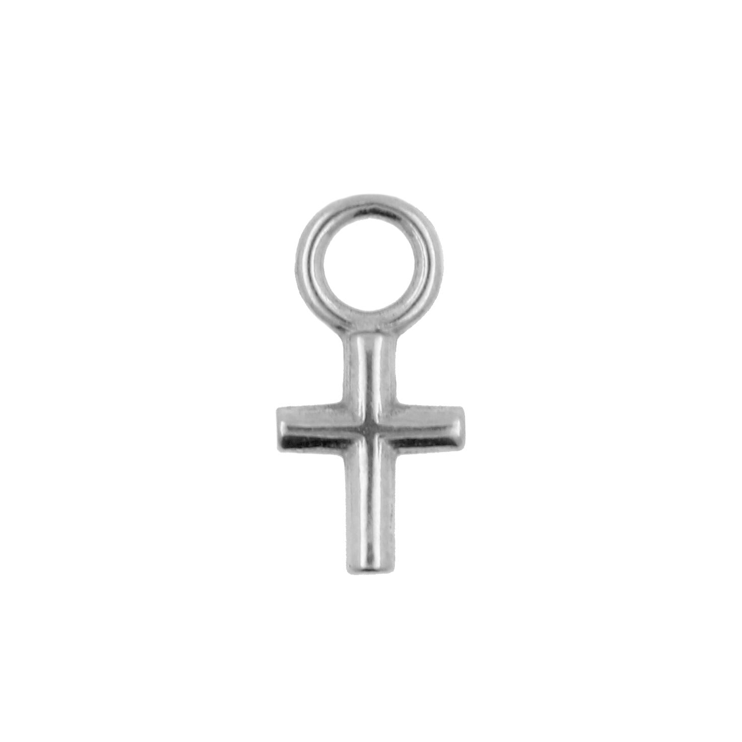 Surgical Steel Click Ring Charm - Cross Silver