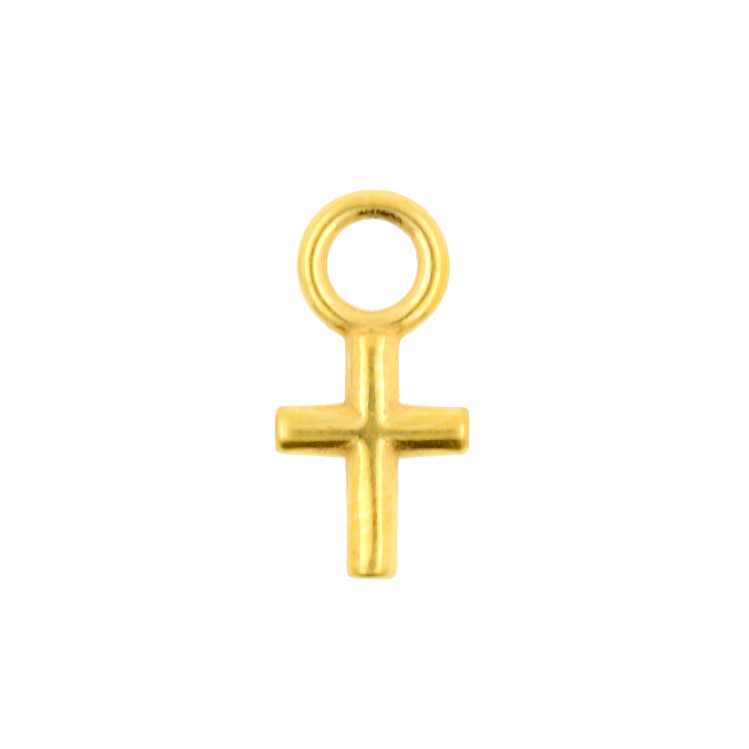 Surgical Steel Click Ring Charm - Cross Gold