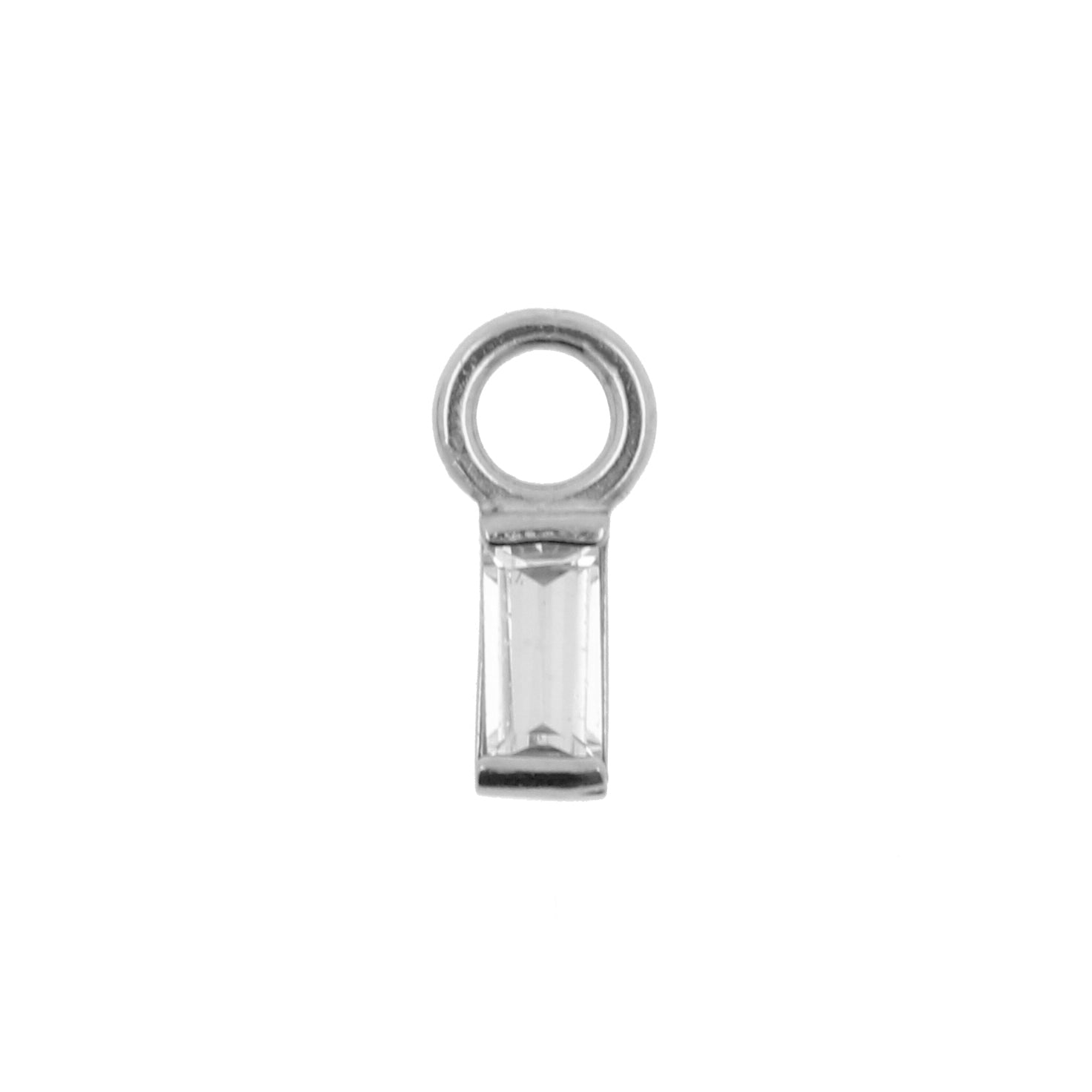 Surgical Steel Click Ring Charm - Rectangle Silver