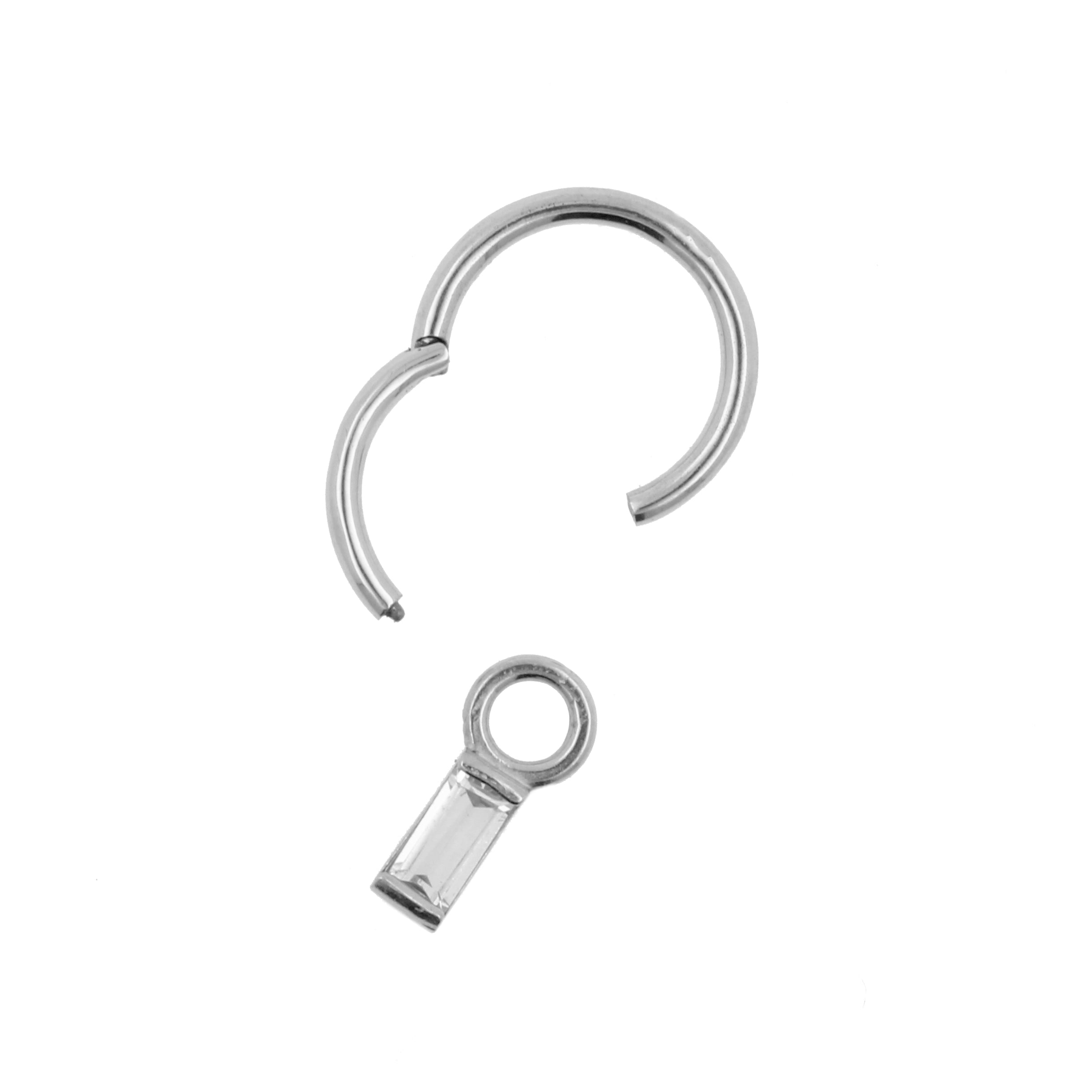 Surgical Steel Click Ring Charm - Rectangle Silver