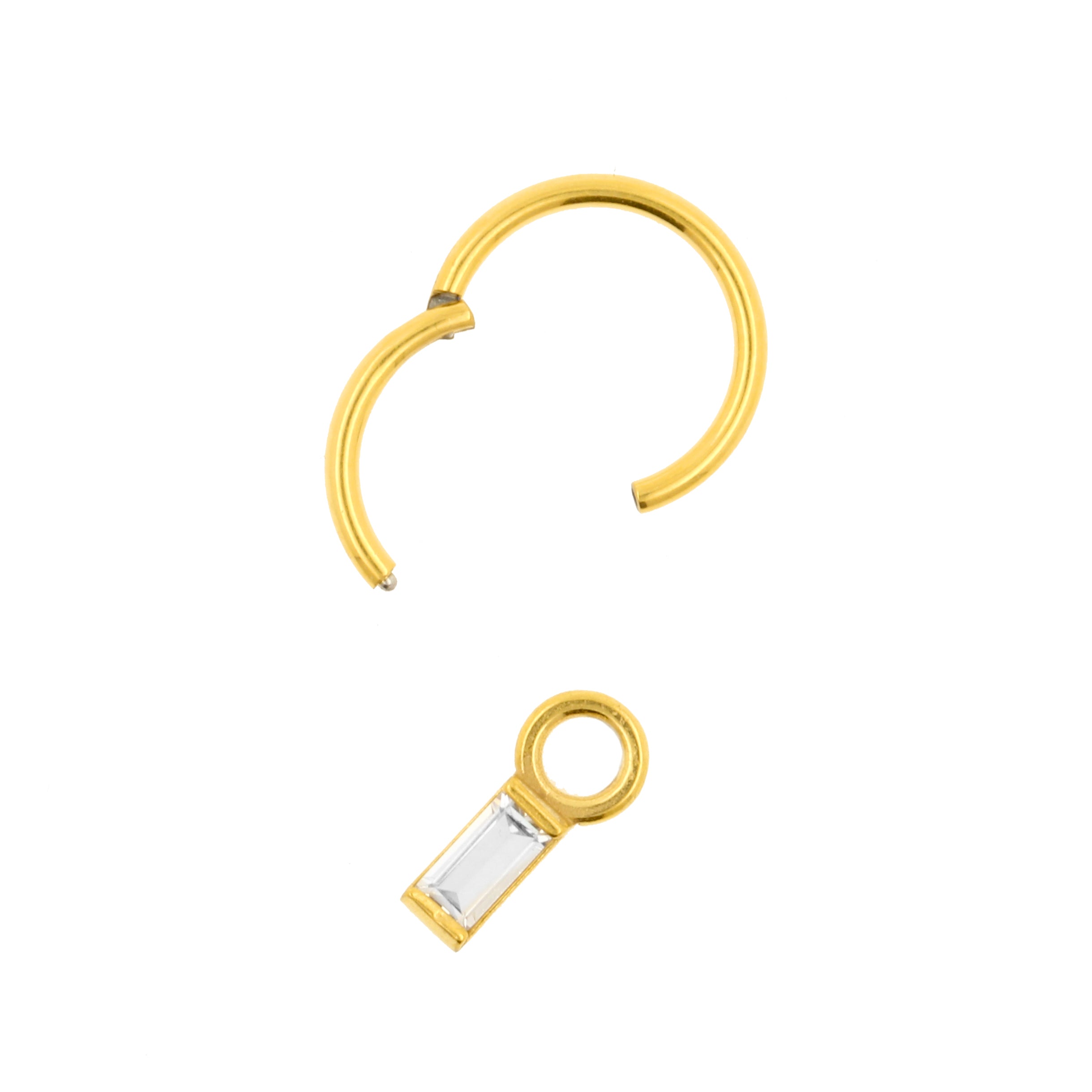 Surgical Steel Click Ring Charm - Rectangle Gold