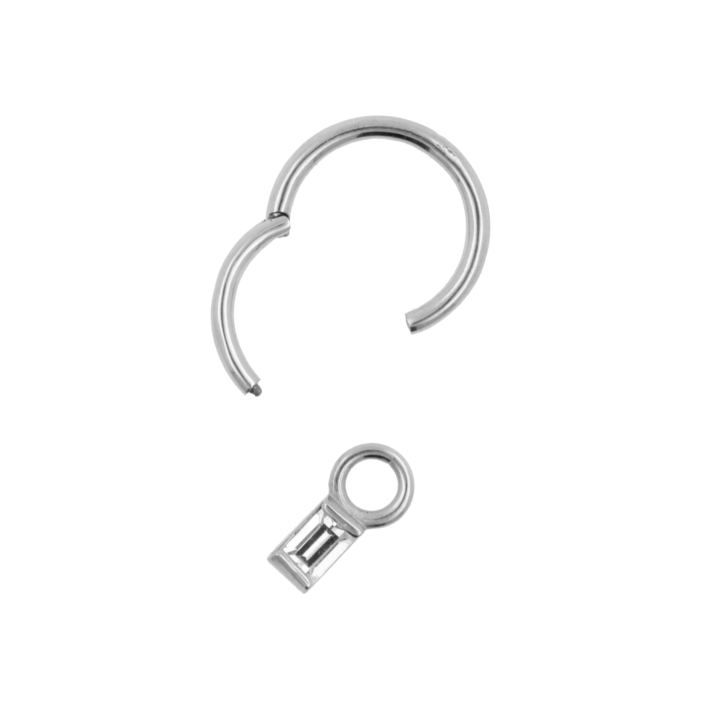 Surgical Steel Click Ring Charm - Rectangle Silver