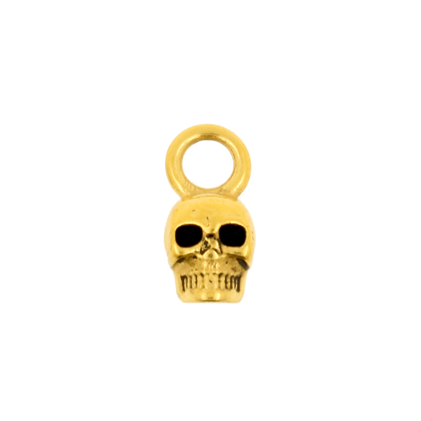 Surgical Steel Click Ring Charm - Skull Gold