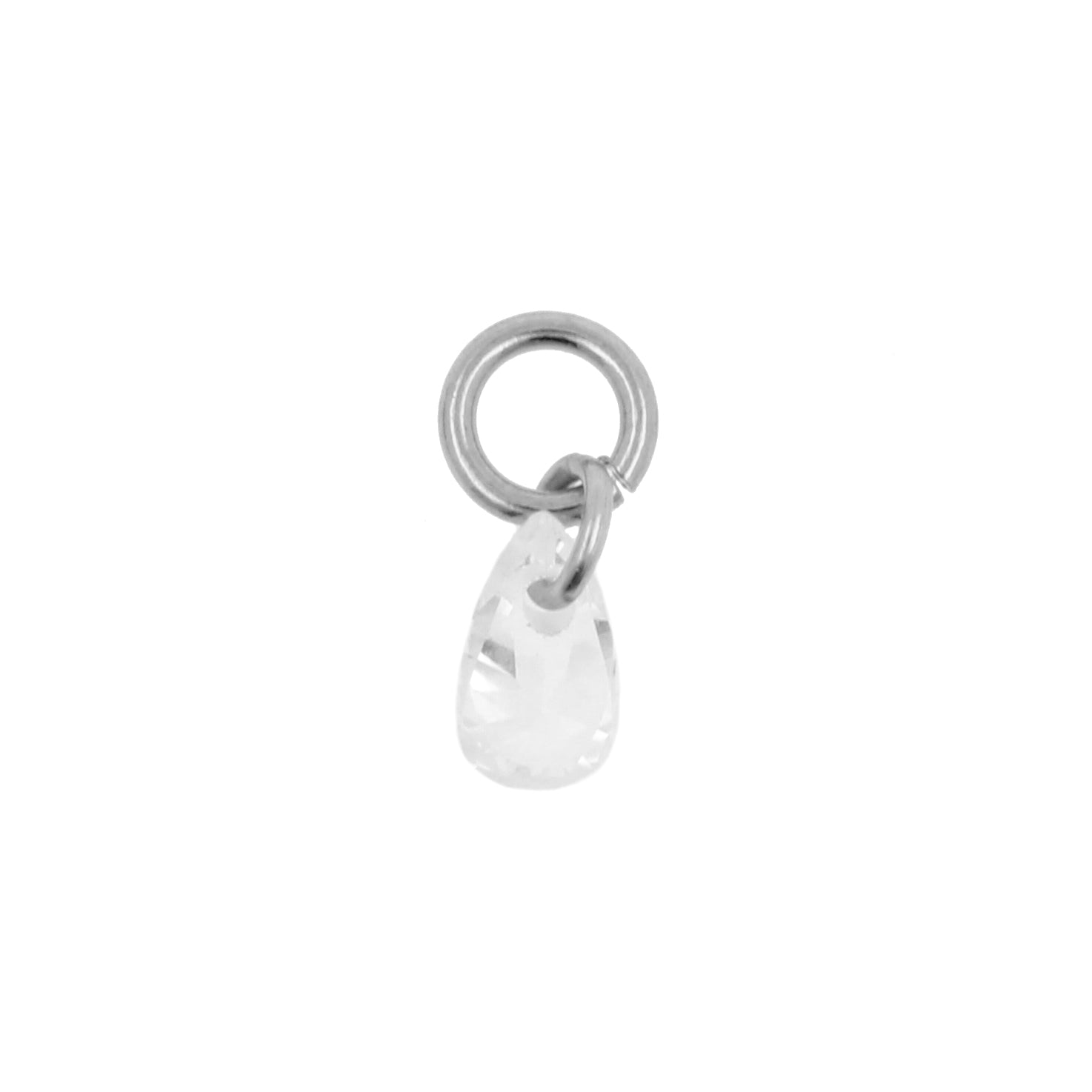 Surgical Steel Click Ring Charm - Jewel Silver