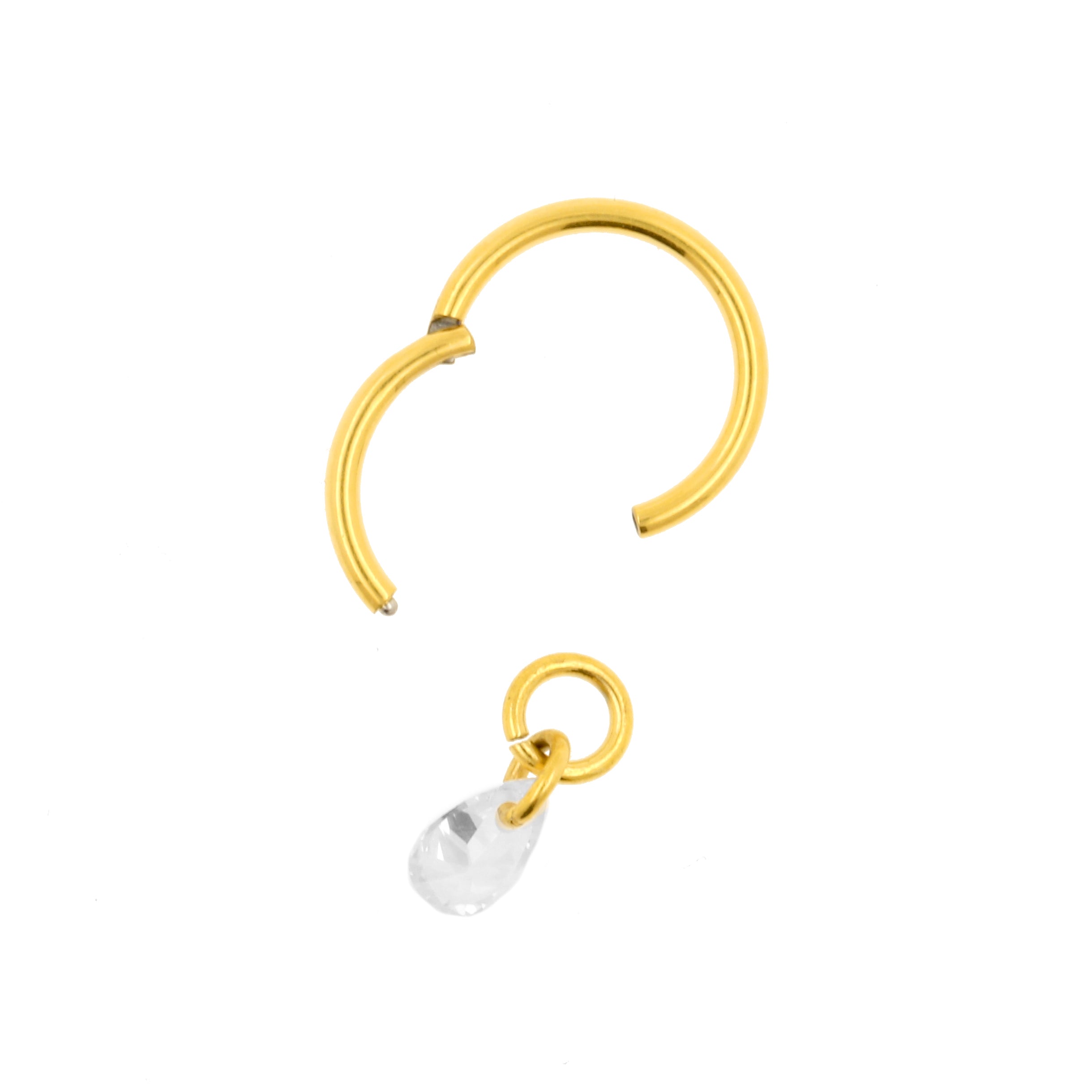 Surgical Steel Click Ring Charm - Jewel Gold