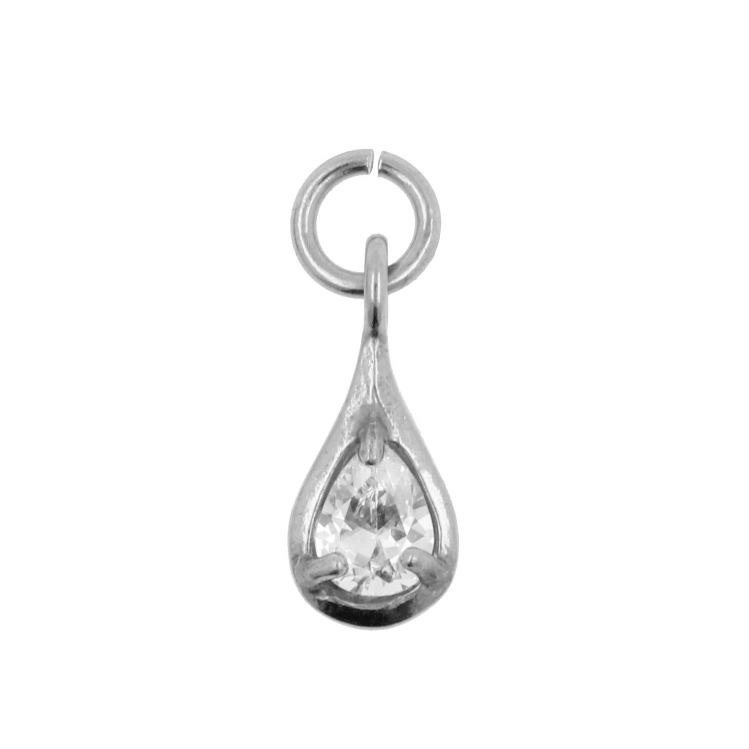 Surgical Steel Click Ring Charm - Teardrop Silver