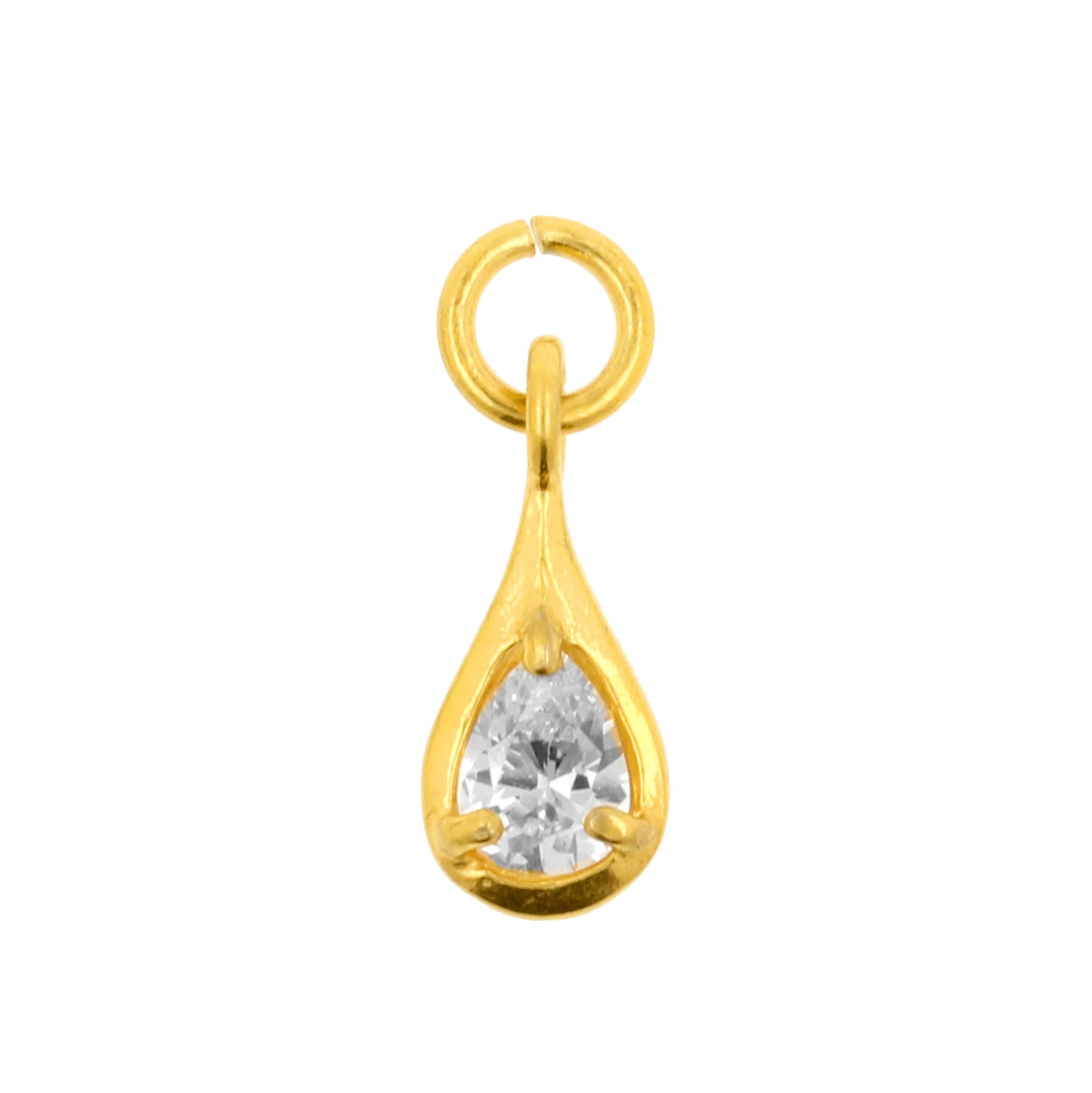 Surgical Steel Click Ring Charm - Teardrop Gold