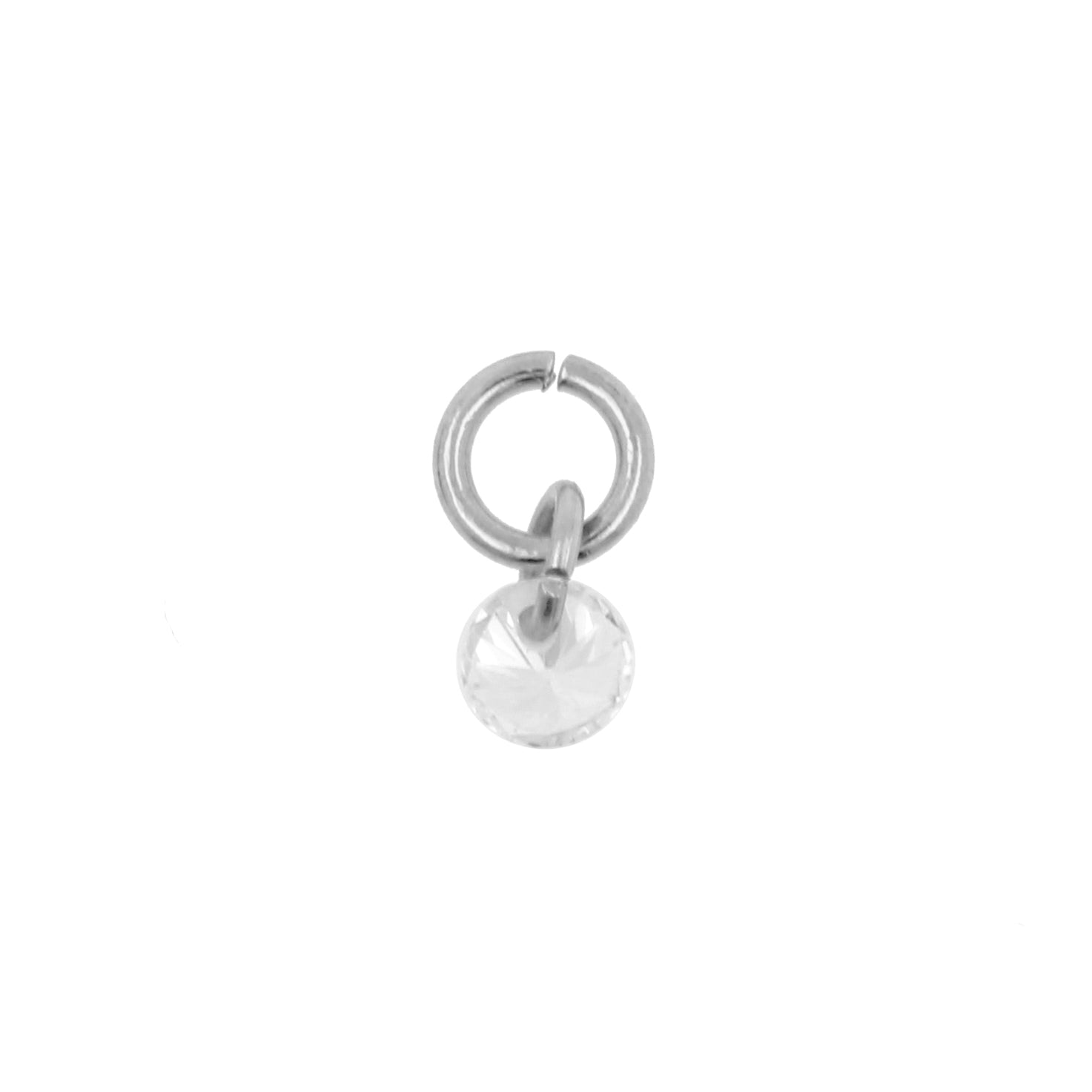 Surgical Steel Click Ring Charm - Jewel Silver