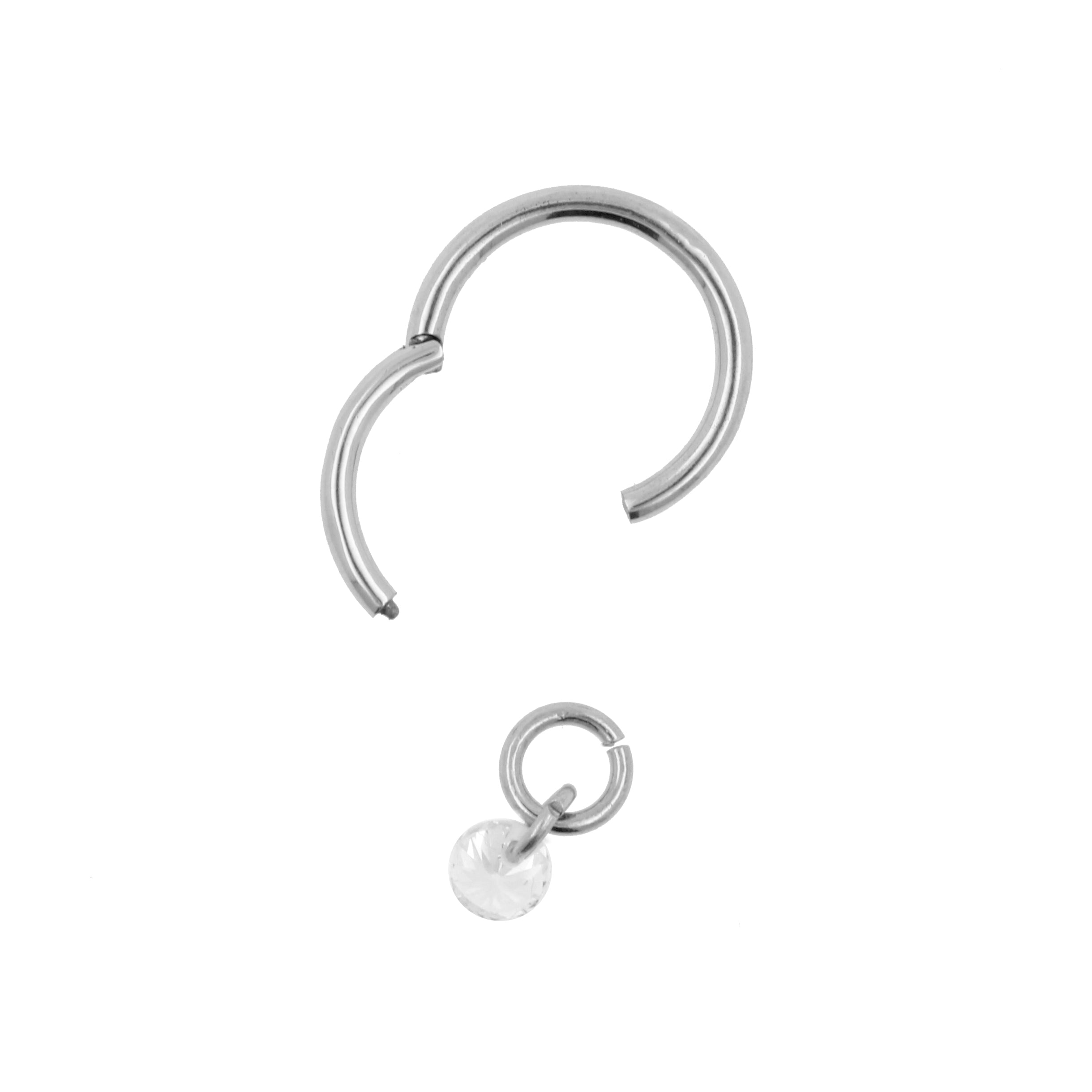 Surgical Steel Click Ring Charm - Jewel Silver