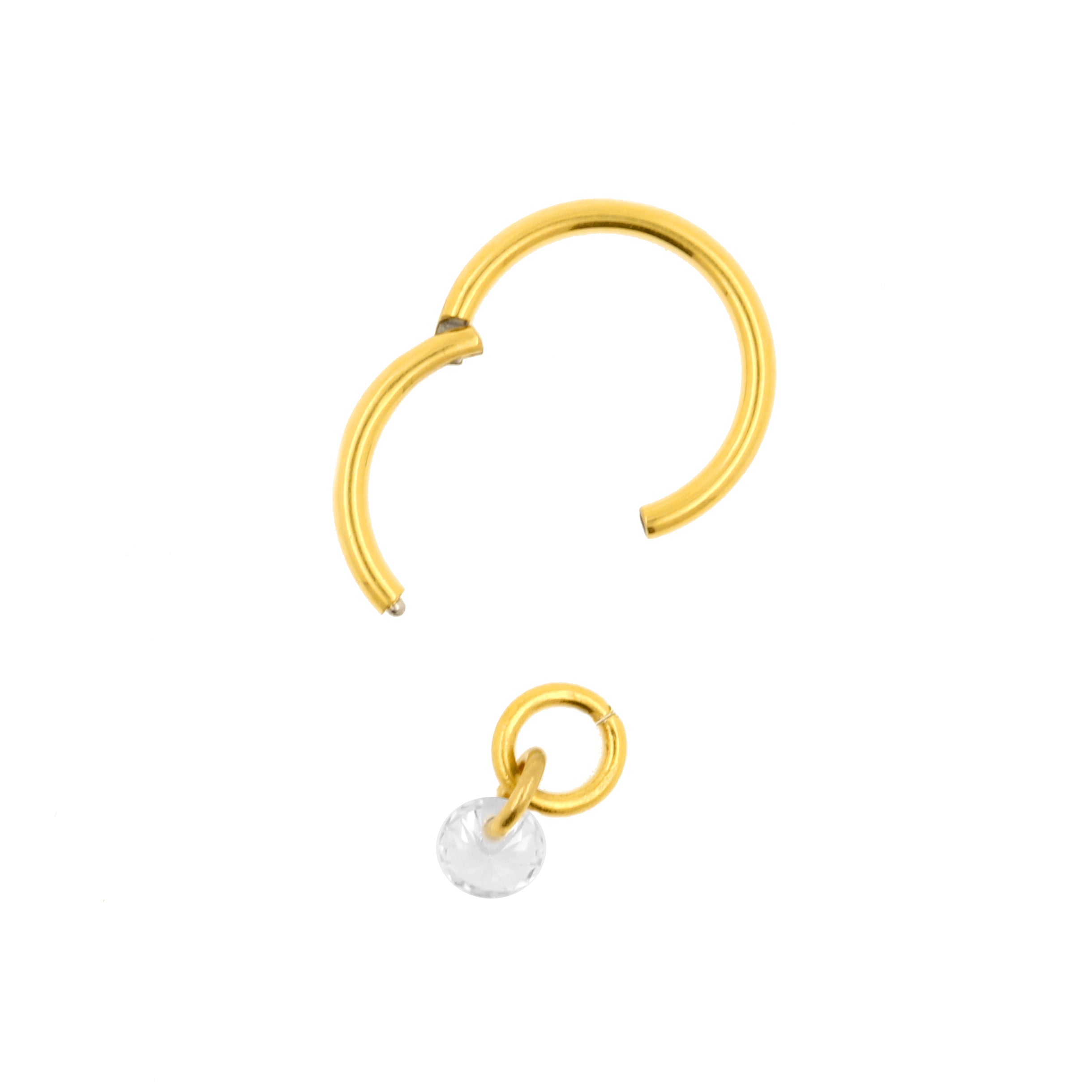 Surgical Steel Click Ring Charm - Jewel Gold