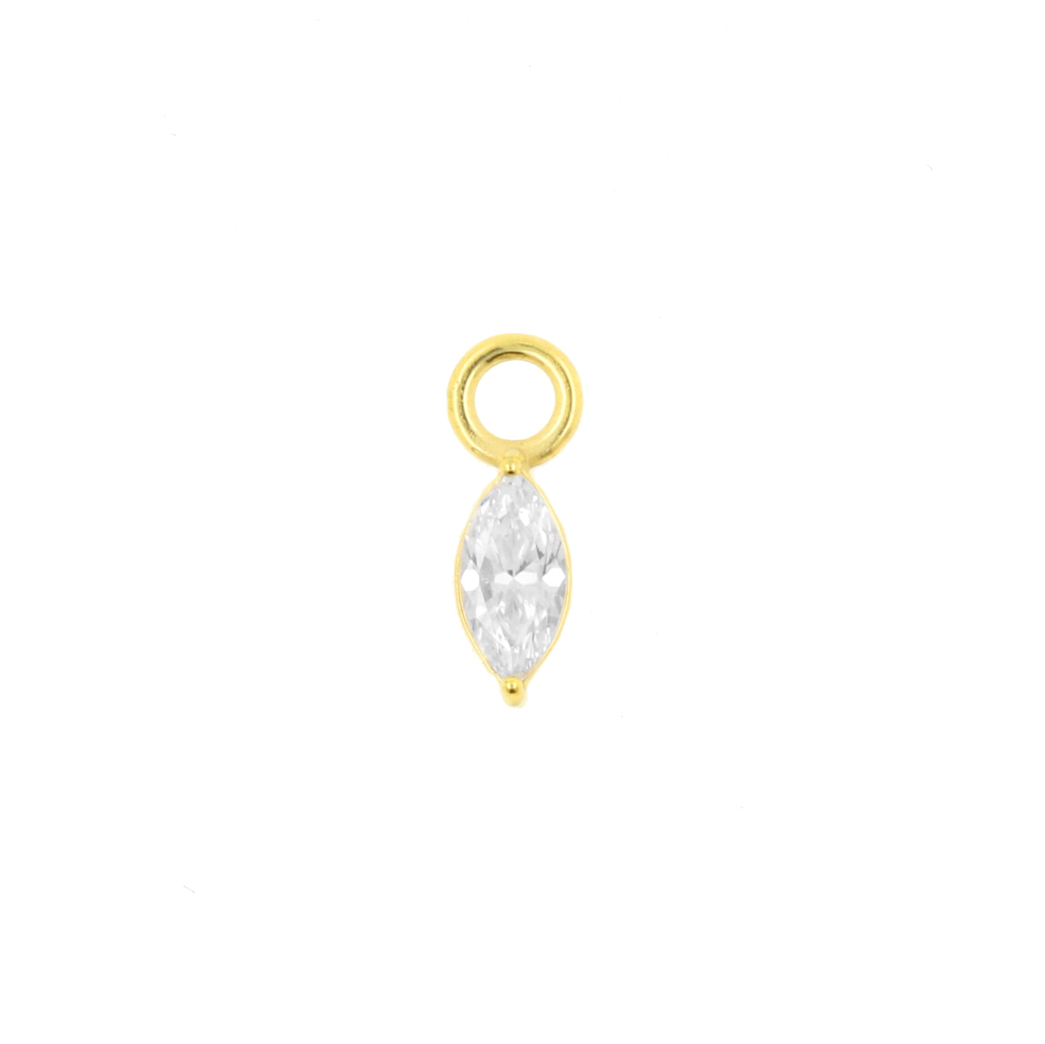 Nickel-Free Stainless Steel Click Ring Charm - Zirconia Marquise Gold