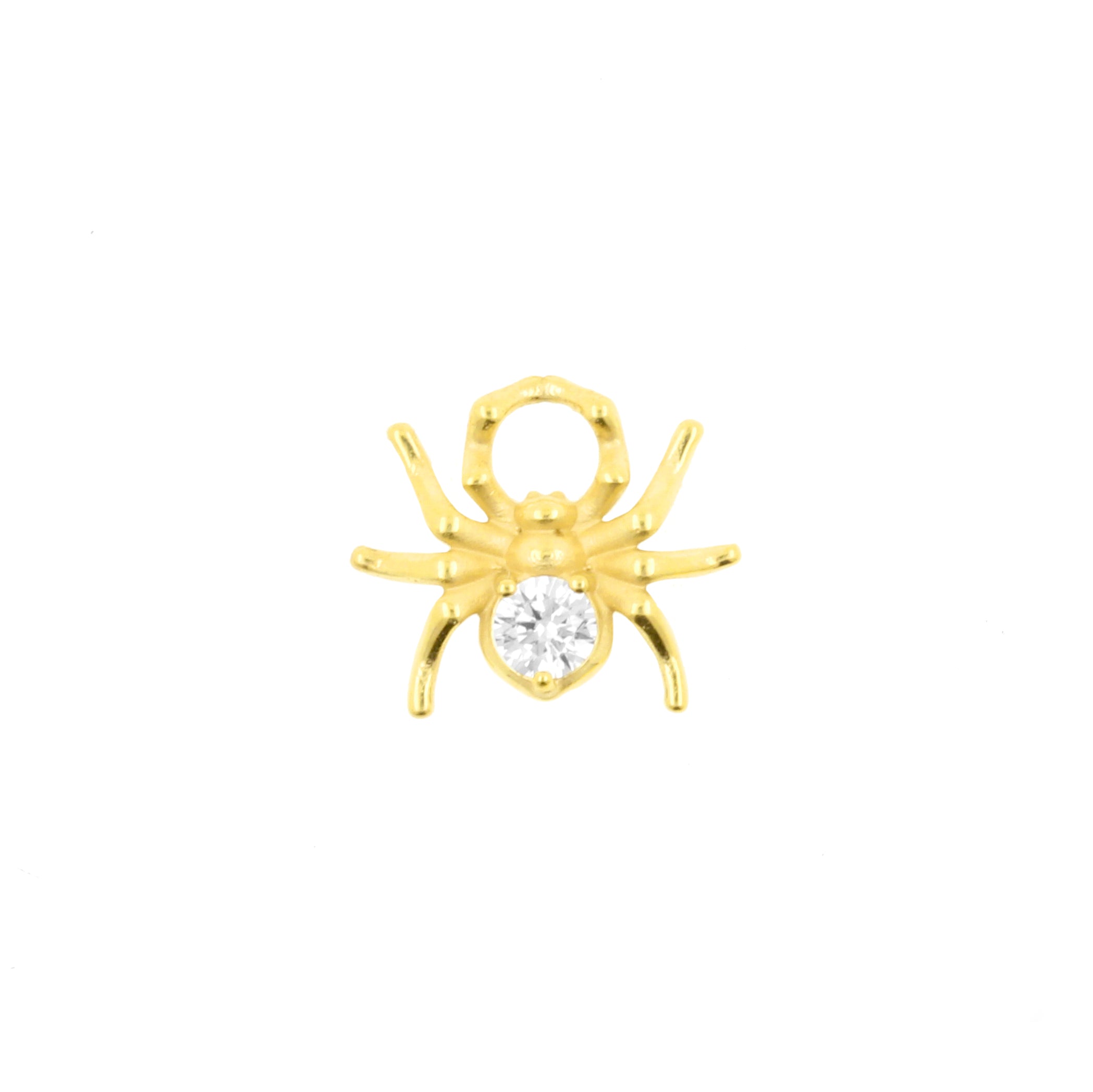 Nickel-Free Stainless Steel Click Ring Charm - Zirconia Spider Gold