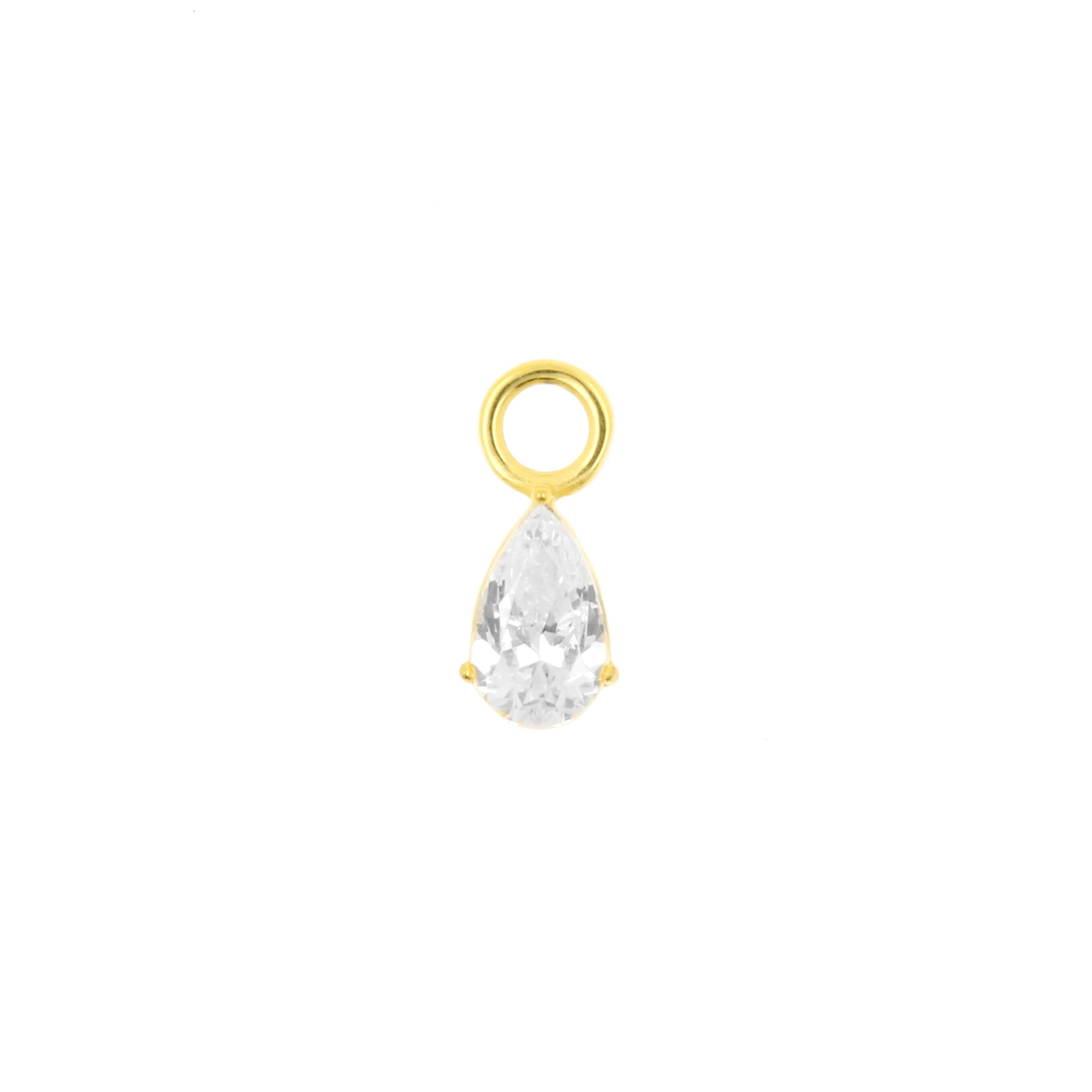 Nickel-Free Stainless Steel Click Ring Charm - Zirconia Droplet Gold