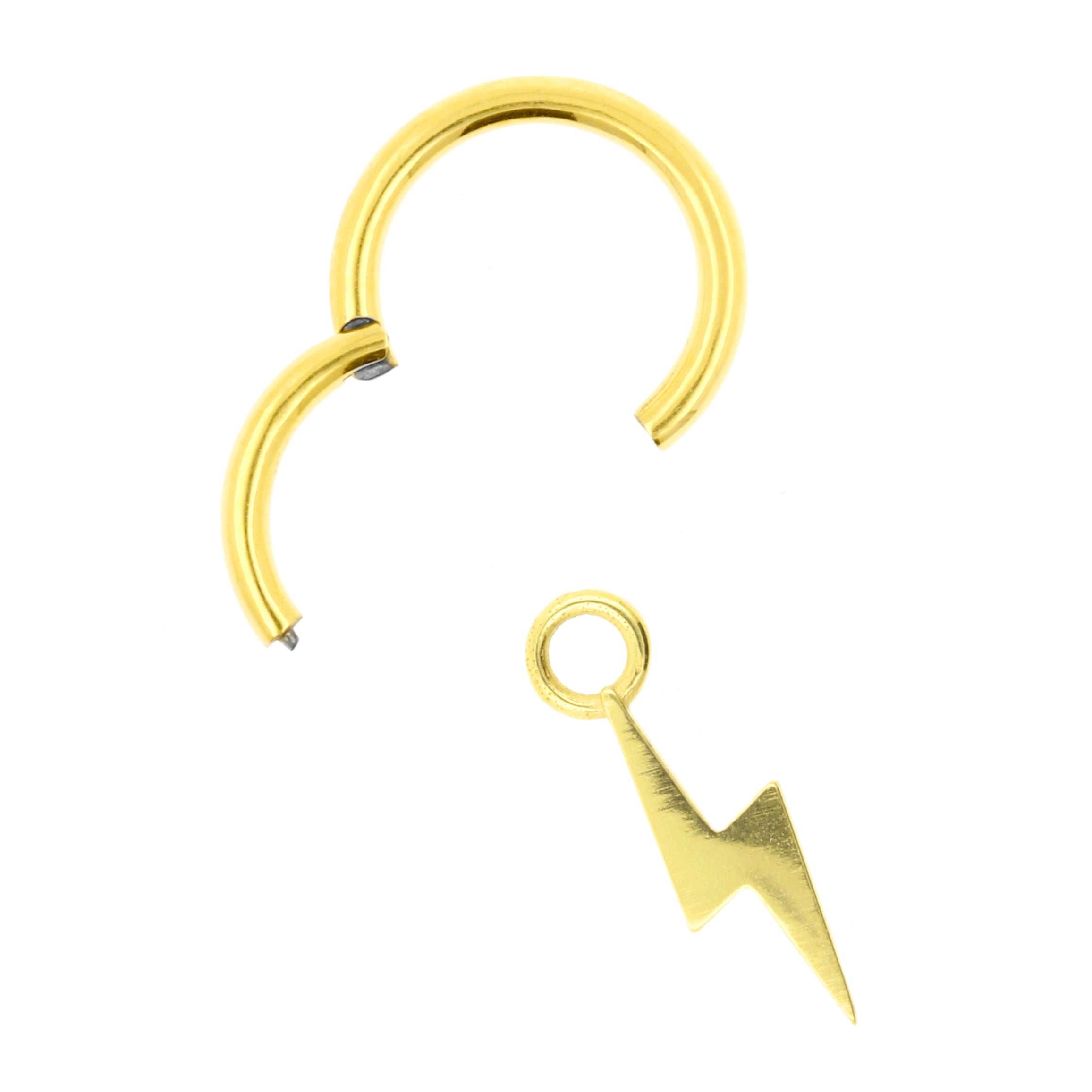 Nickel-Free Stainless Steel Click Ring Charm - Flash Gold