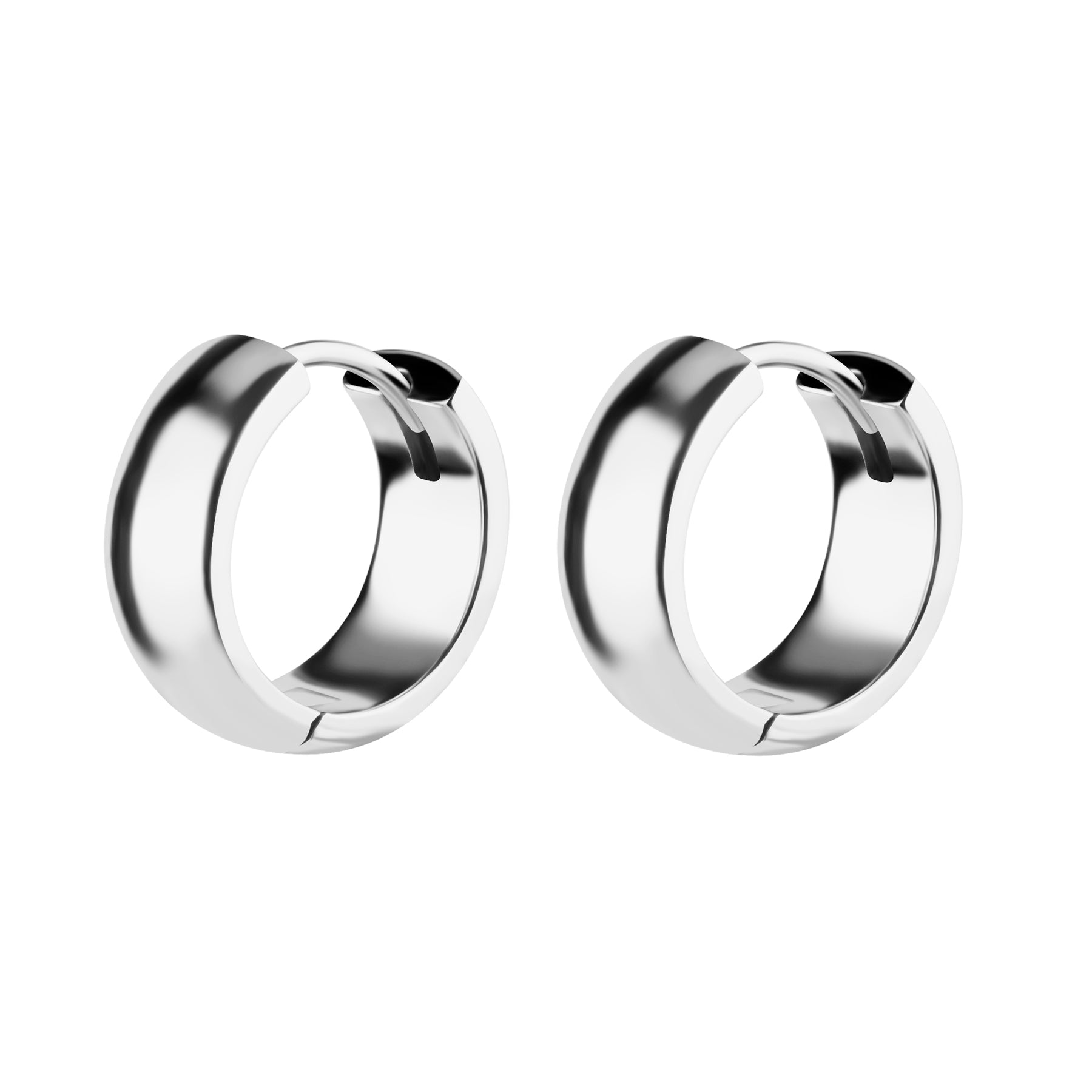 Nickel-Free Stainless Steel Click Hoop Earrings - Domed - 5,5 mm width Silver