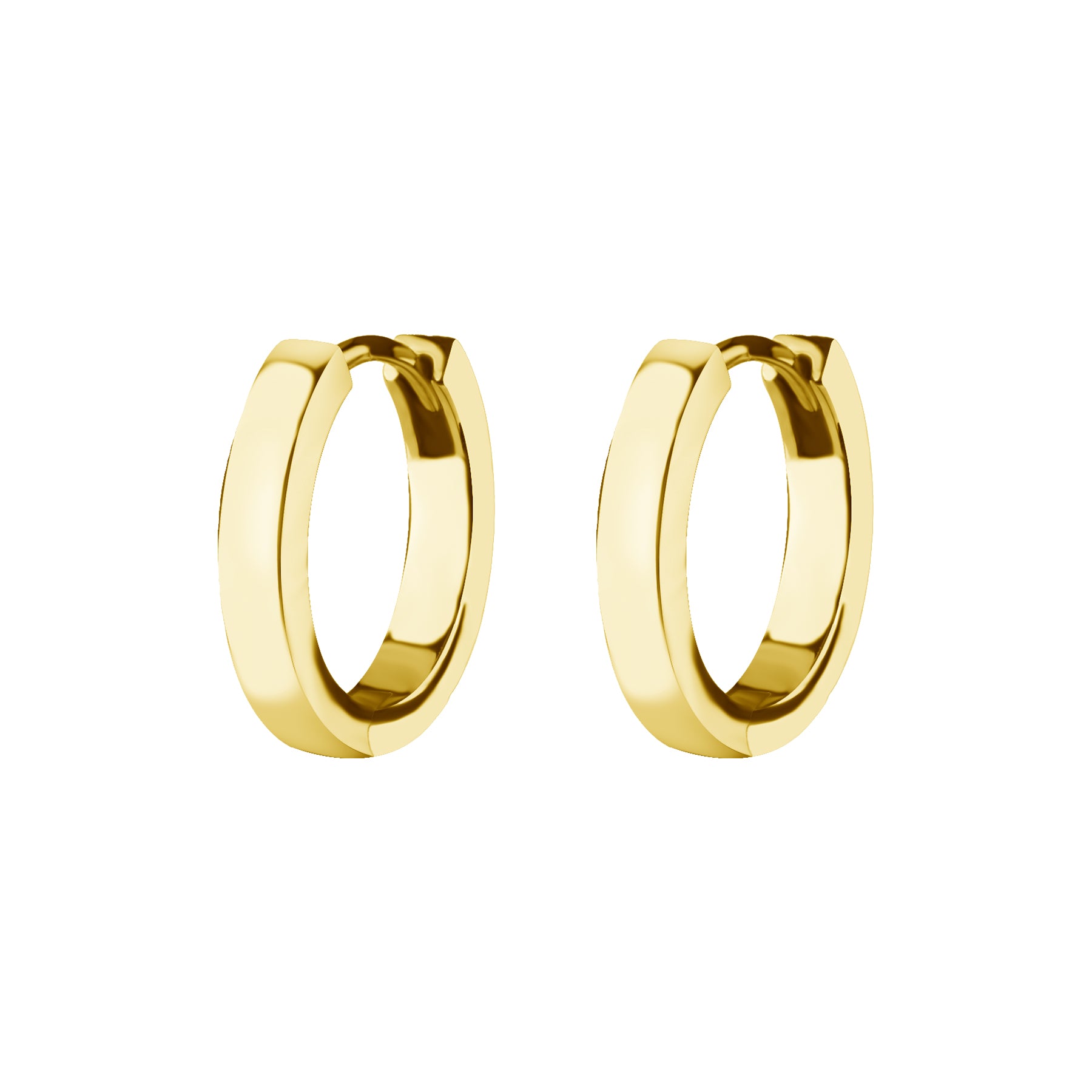 Nickel-Free Stainless Steel Click Hoop Earrings - Flat - 2,5 mm width Gold