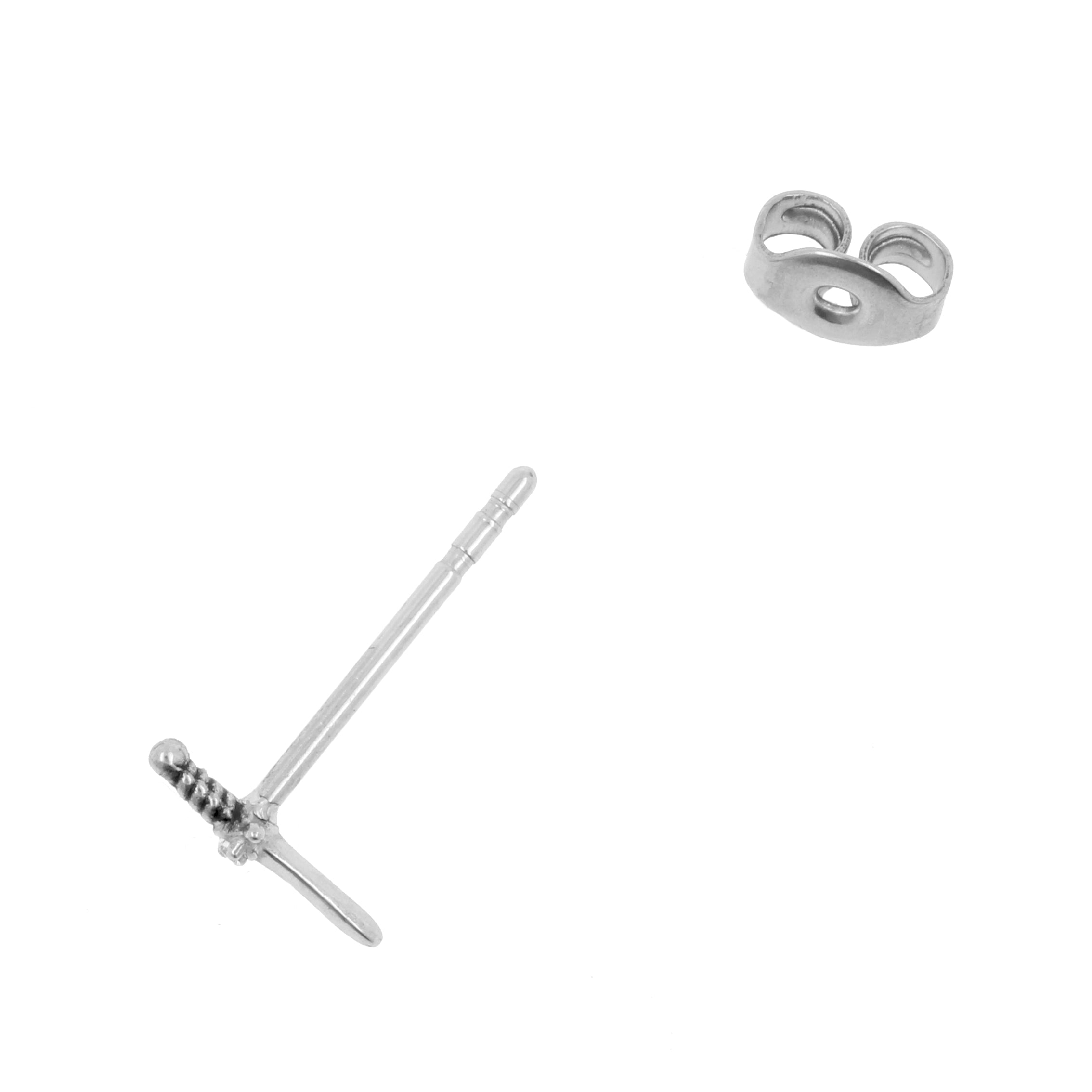 Surgical Steel Ear Studs - Zirconia Dagger Silver