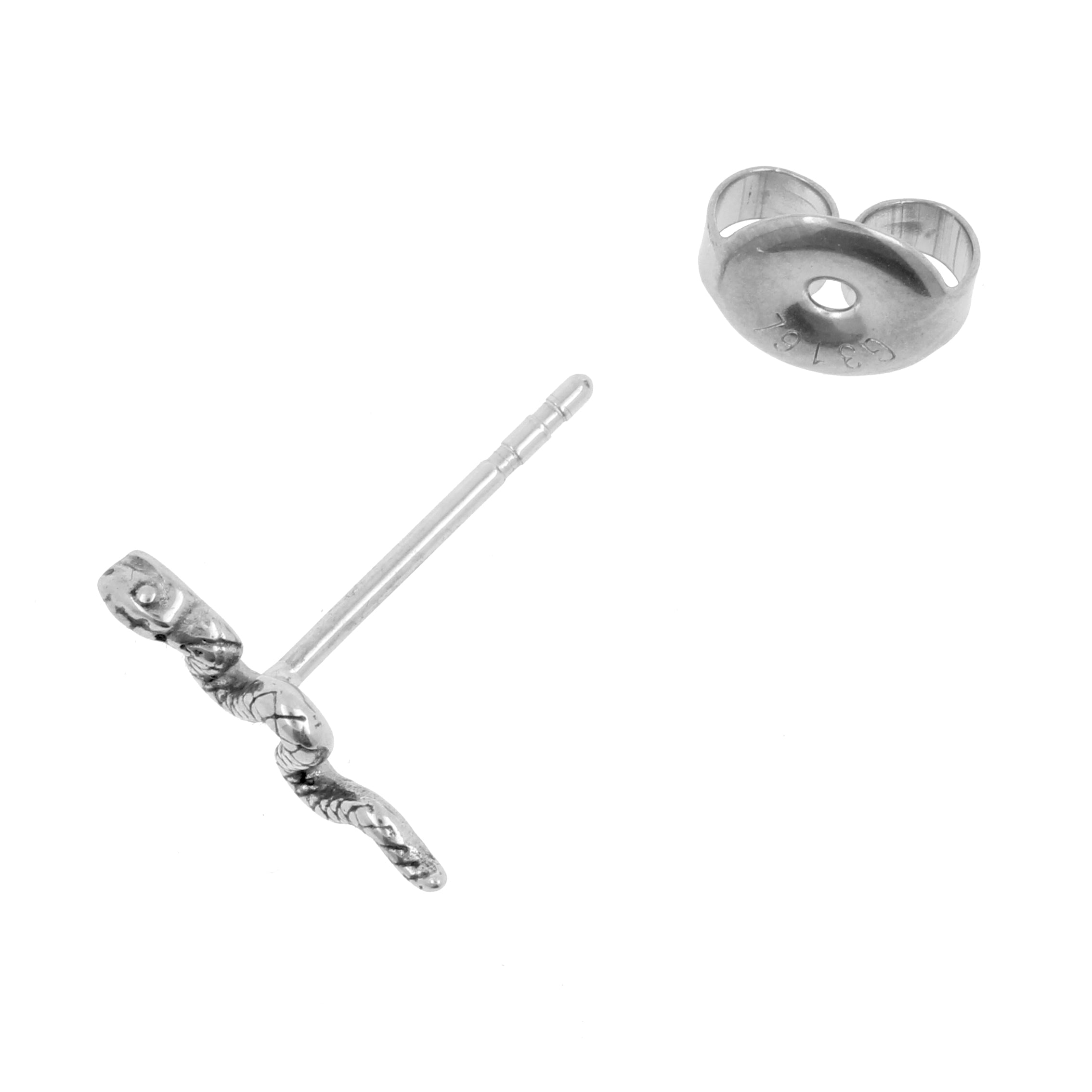 Surgical Steel Ear Studs - Snake Silver