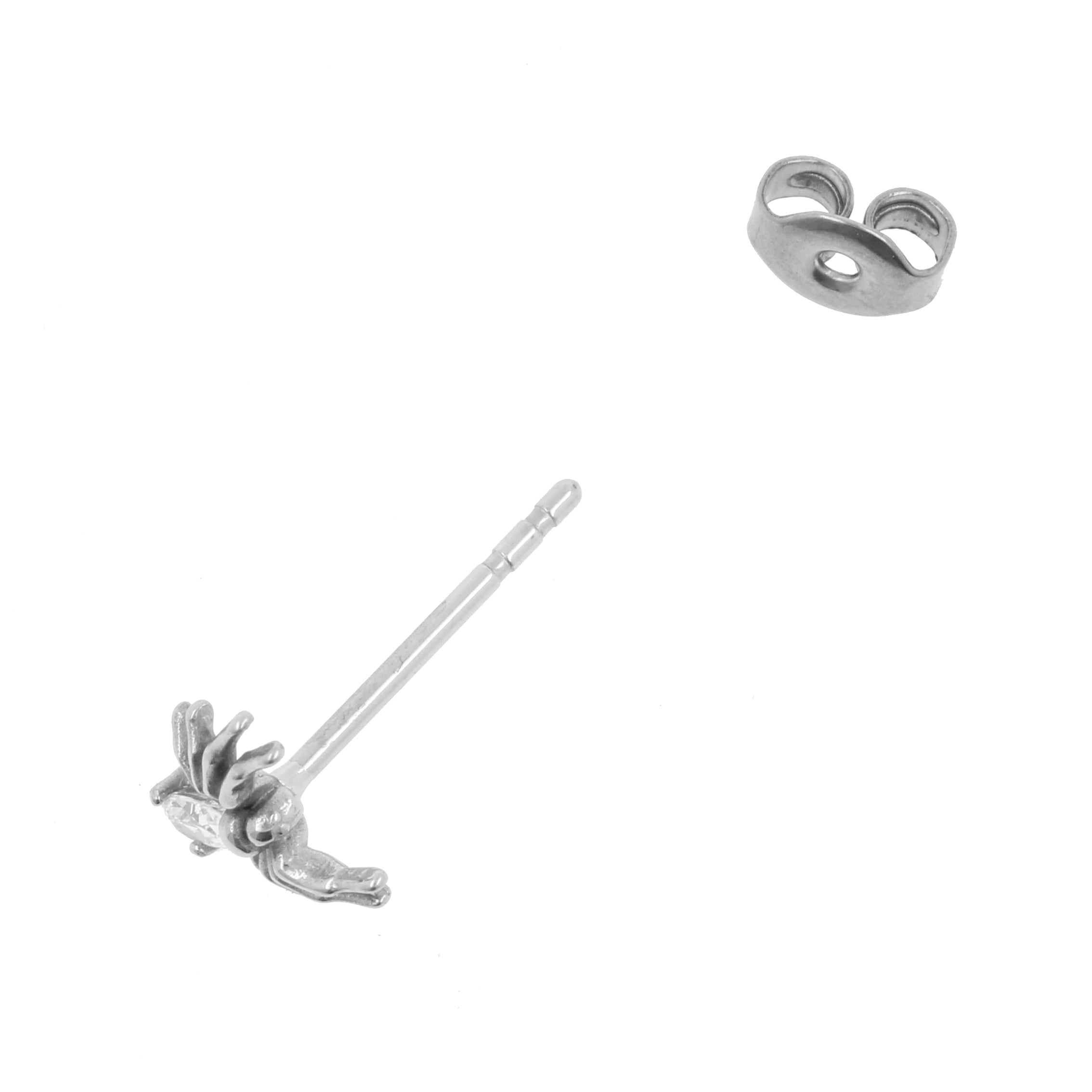 Surgical Steel Ear Studs - Zirconia Spider Silver