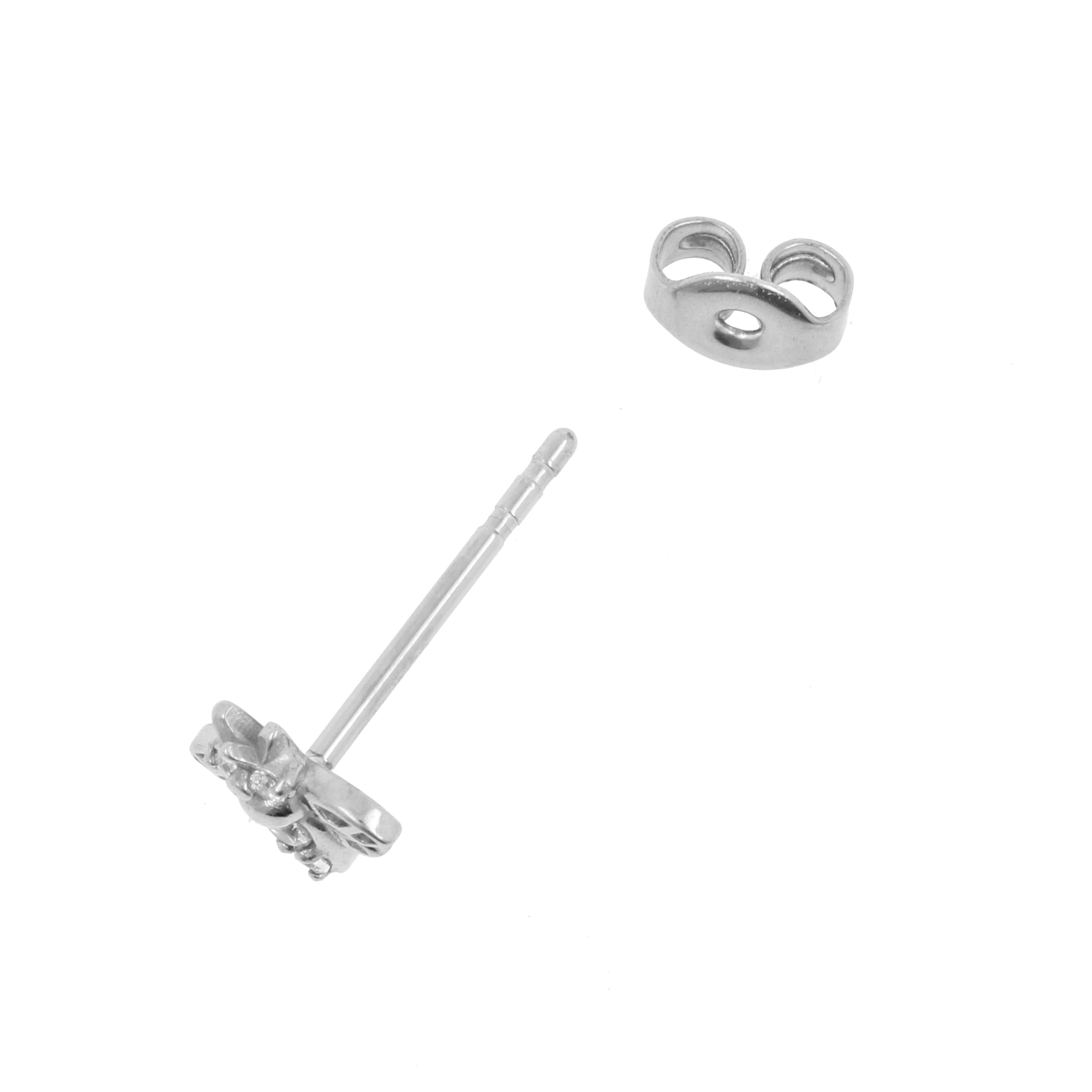 Surgical Steel Ear Studs - Zirconia Bee Silver