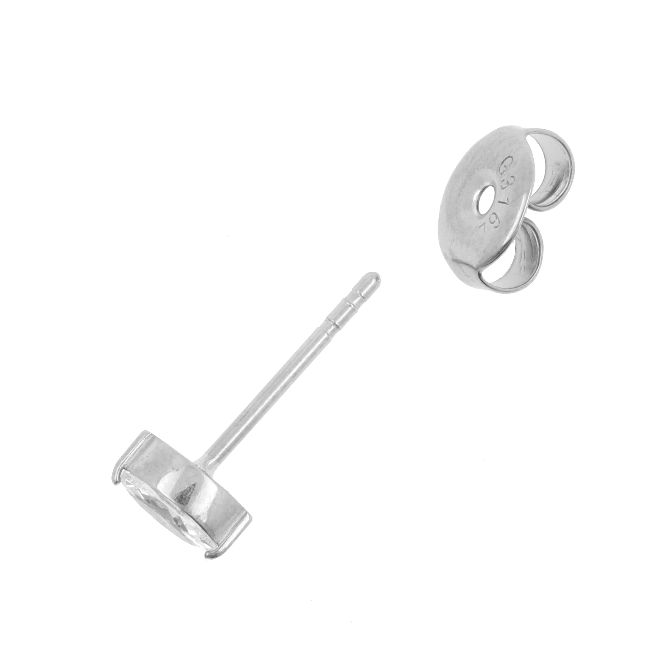 Surgical Steel Ear Studs - Zirconia Princess Silver