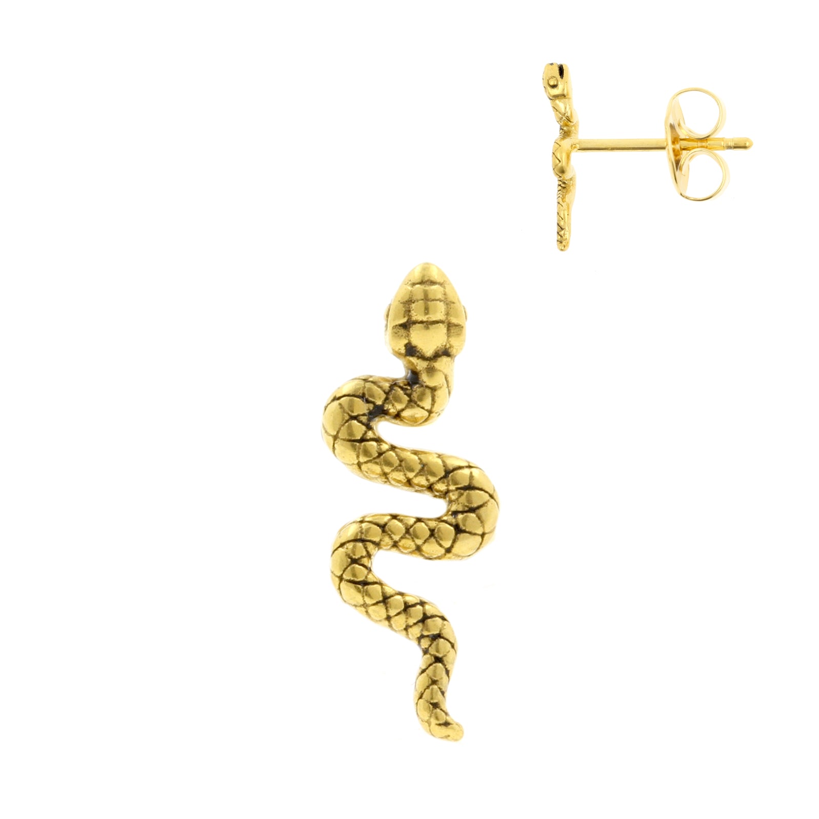 Surgical Steel Ear Studs - Snake Gold