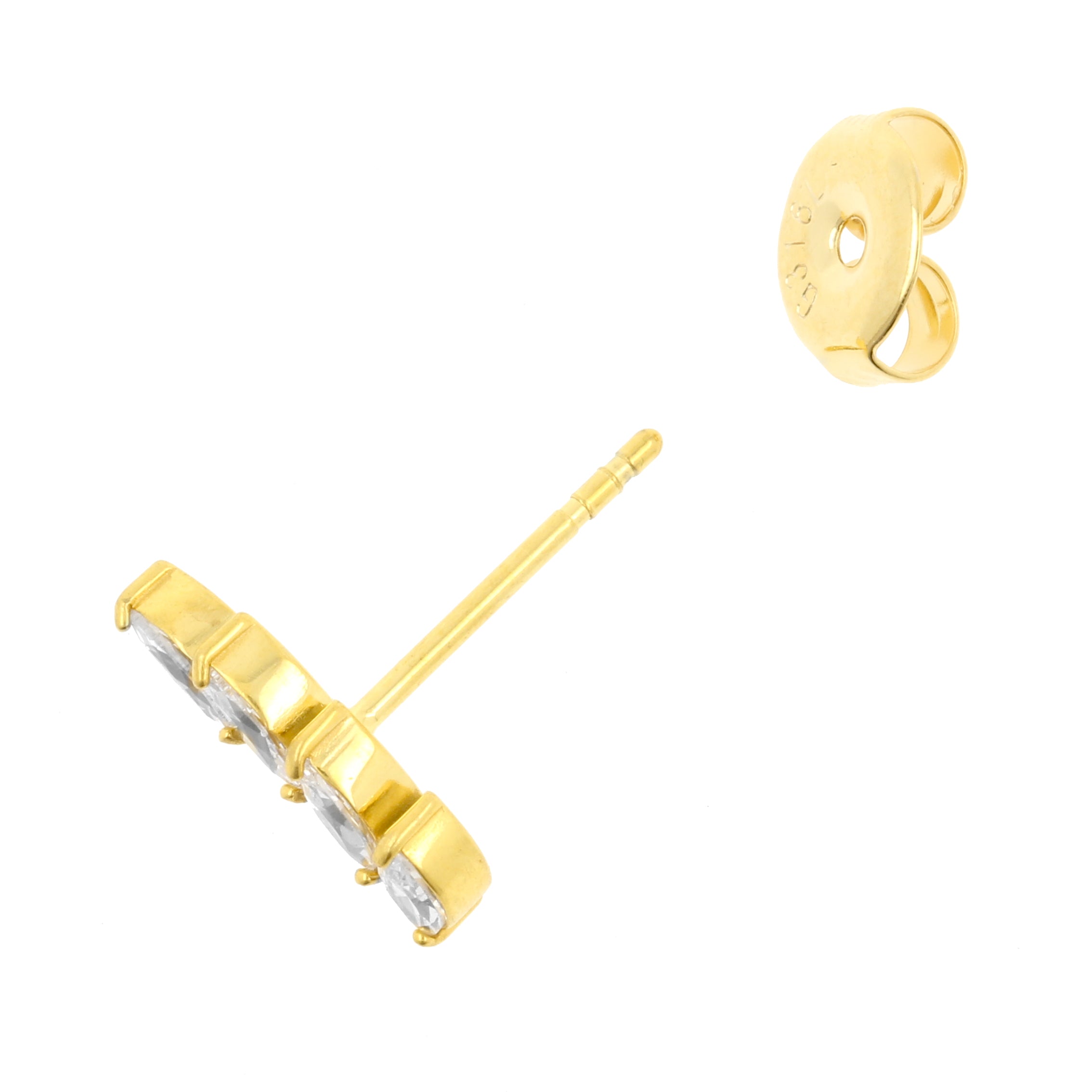 Surgical Steel Ear Studs - Zirconia Wing Gold