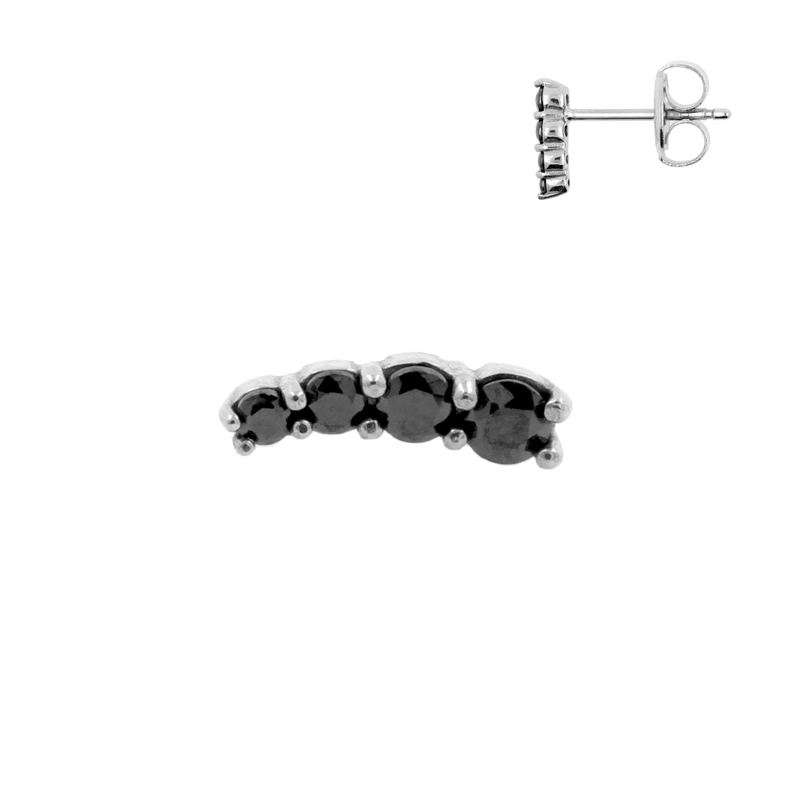 Surgical Steel Jewelled Ear Studs Black