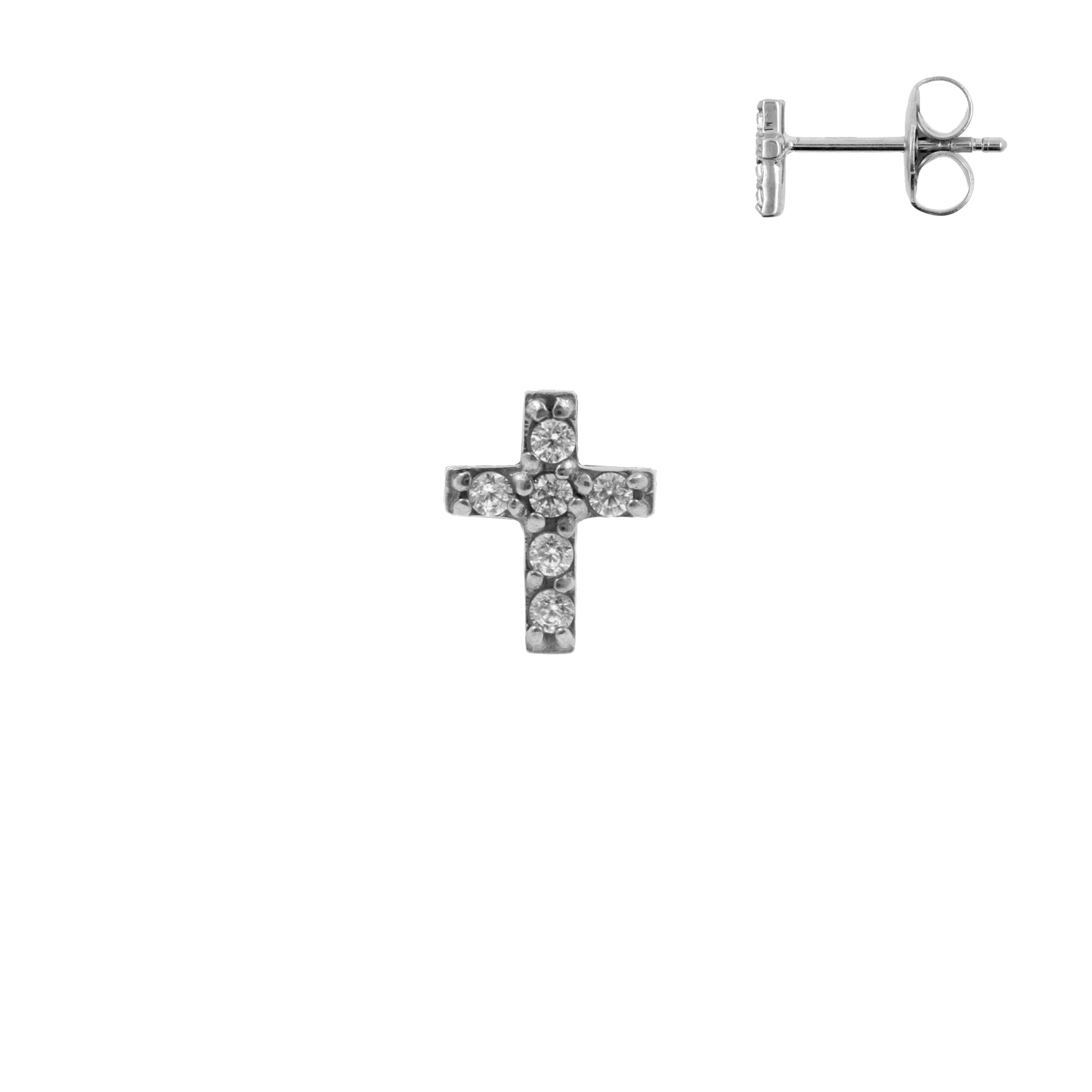 Surgical Steel Ear Studs - Zirconia Cross