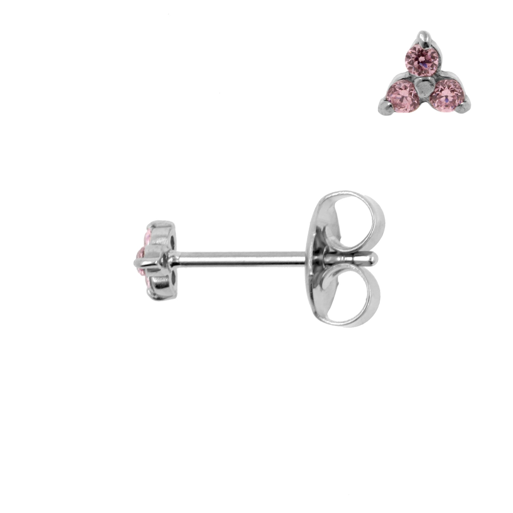 Surgical Steel Trinity Ear Studs Pink