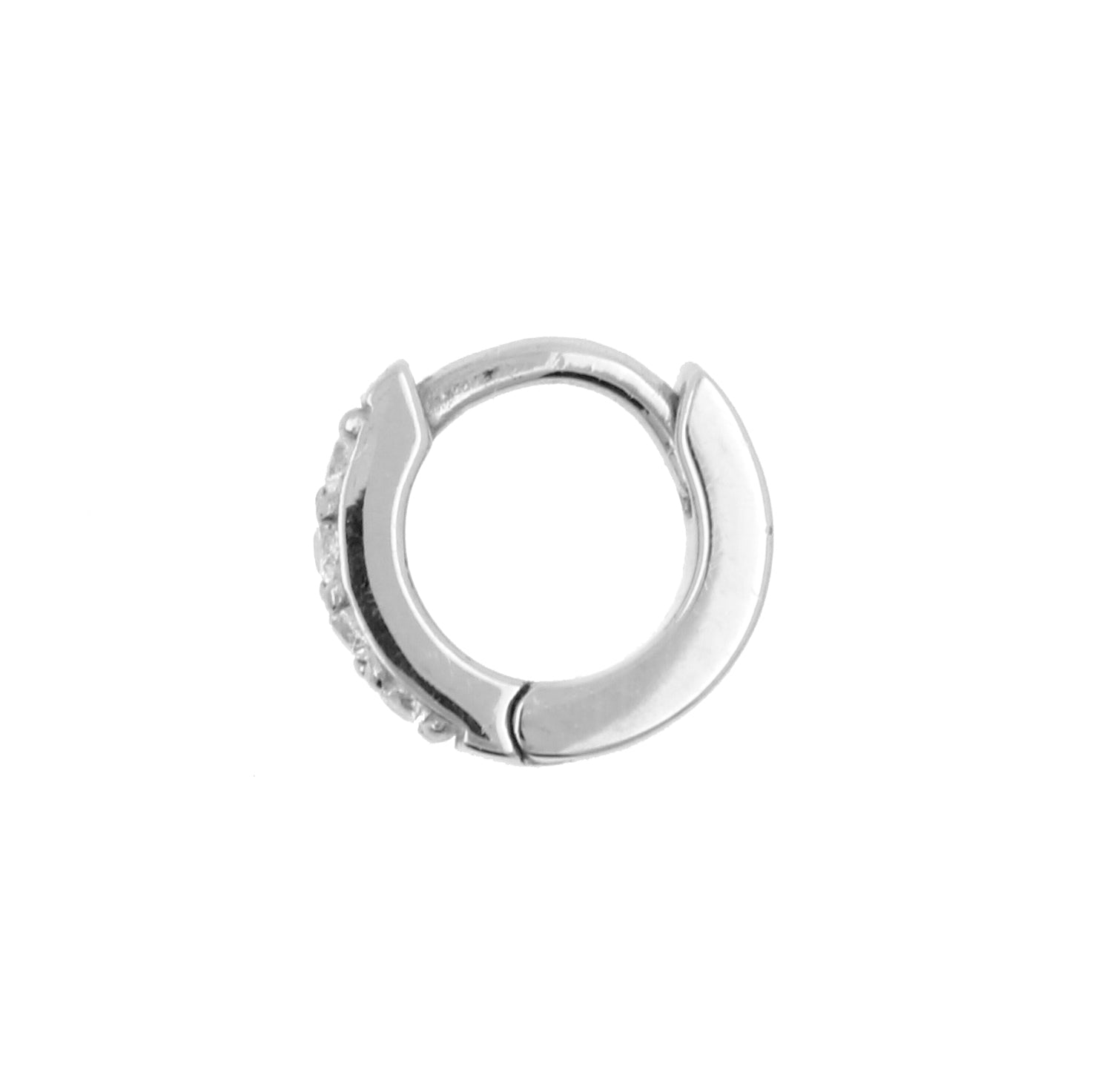 Surgical Steel Click Hoop Earrings - Zirconia Silver