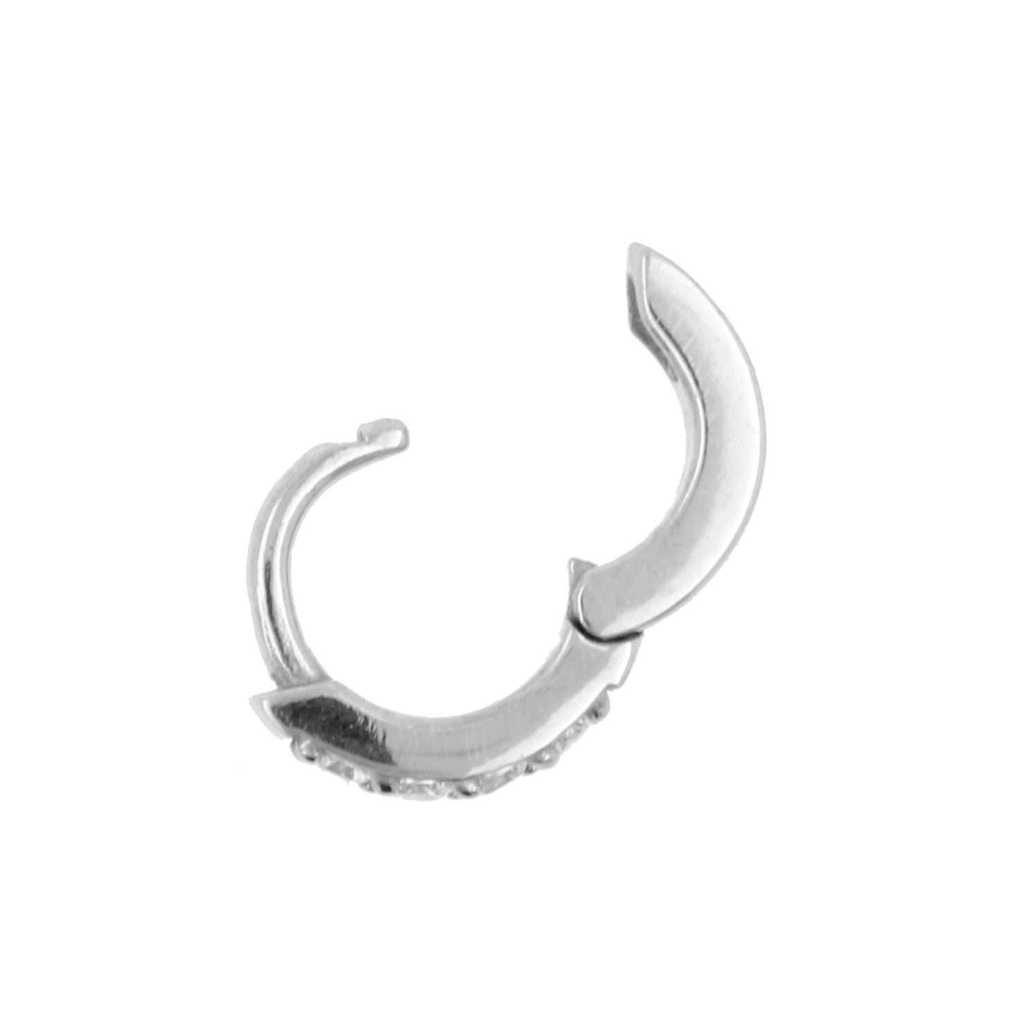 Surgical Steel Click Hoop Earrings - Zirconia Silver