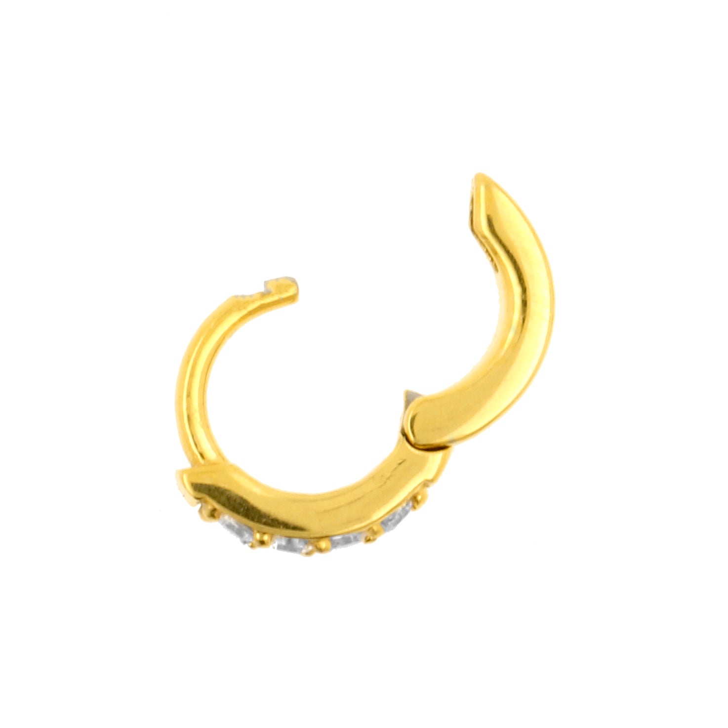 Surgical Steel Click Hoop Earrings - Zirconia Gold