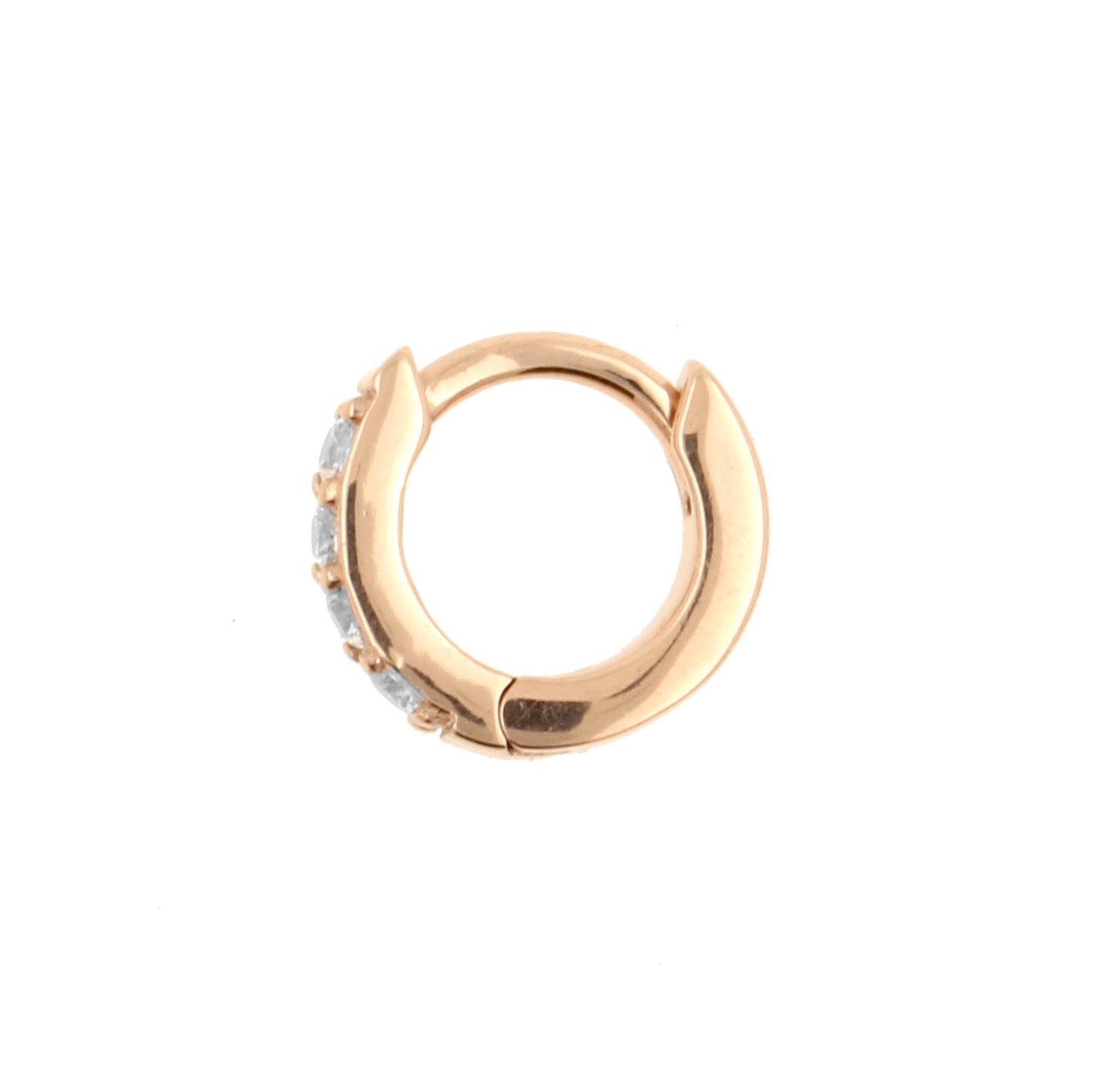 Surgical Steel Click Hoop Earrings - Zirconia Rose Gold