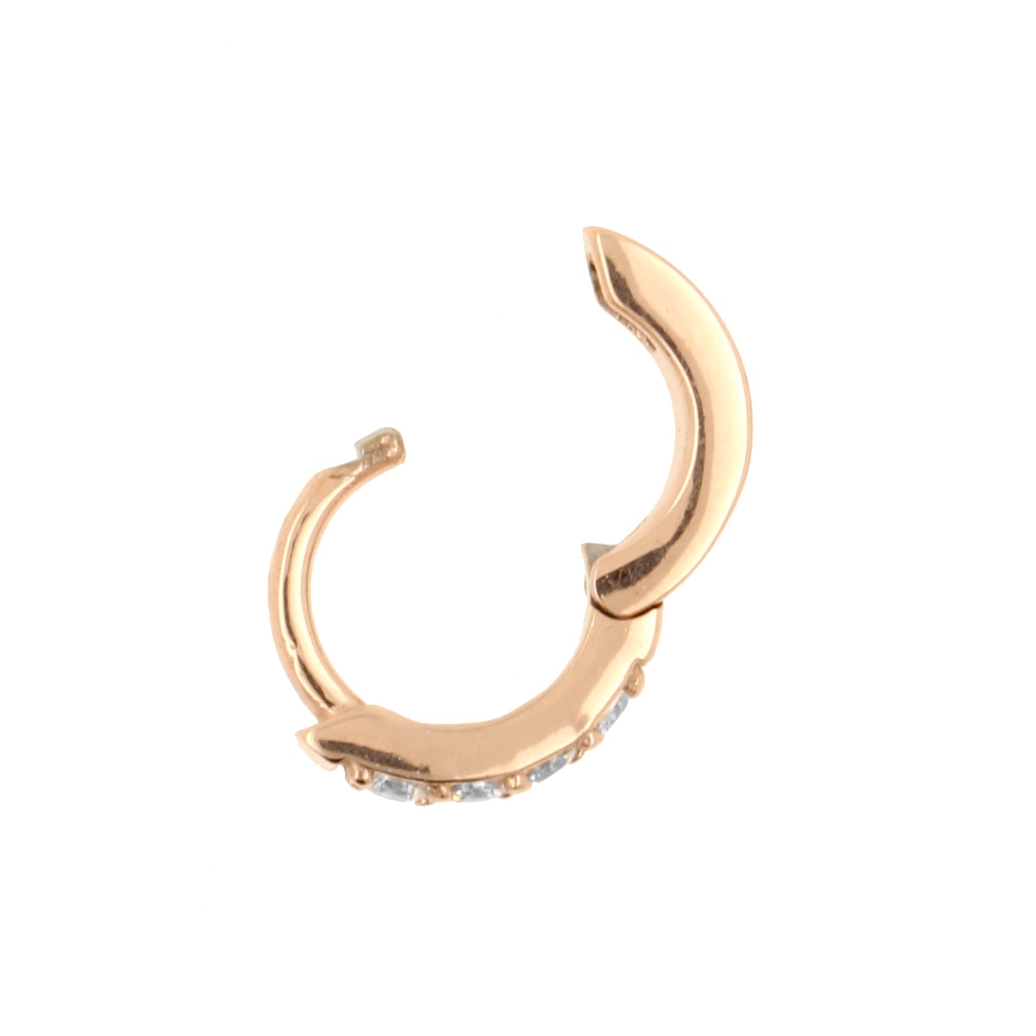 Surgical Steel Click Hoop Earrings - Zirconia Rose Gold