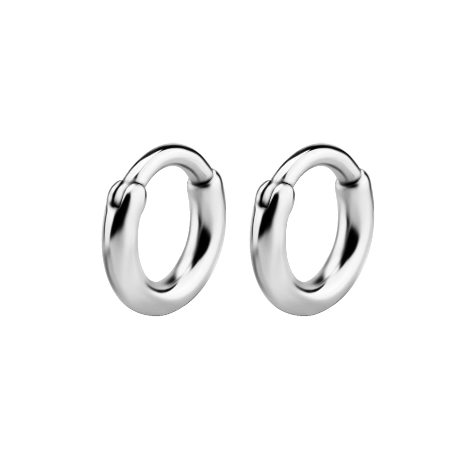 Surgical Steel Click Hoop Earrings Silver