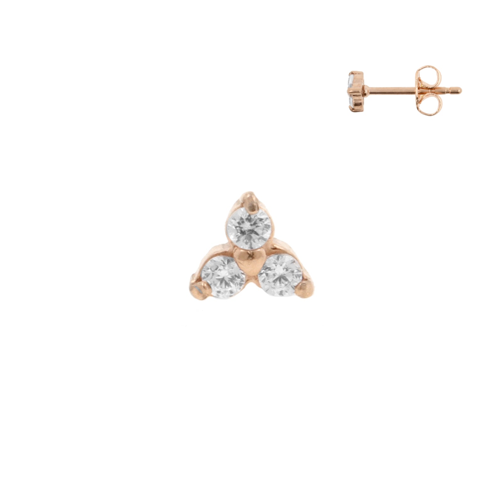 Surgical Steel Trinity Ear Studs - 4 mm Rose Gold