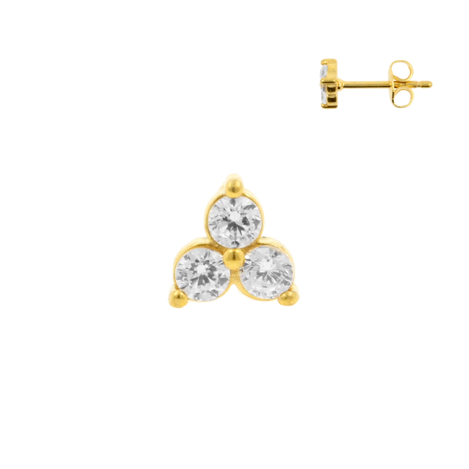 Surgical Steel Trinity Ear Studs - 5 mm Gold