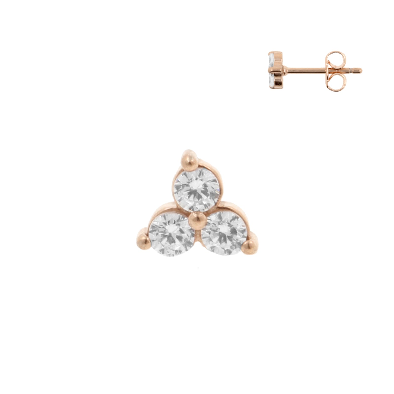 Surgical Steel Trinity Ear Studs - 5 mm Rose Gold