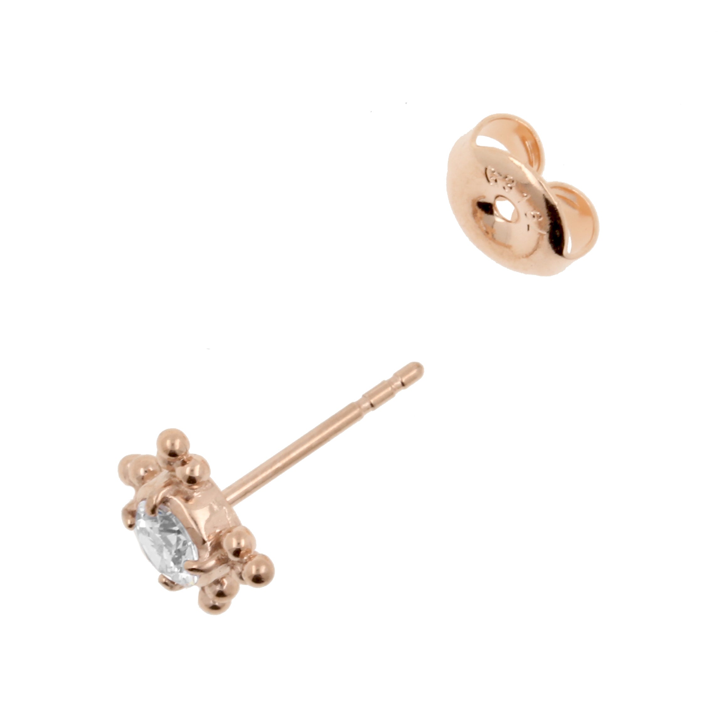 Surgical Steel Zirconia Cluster Ear Studs Rose Gold